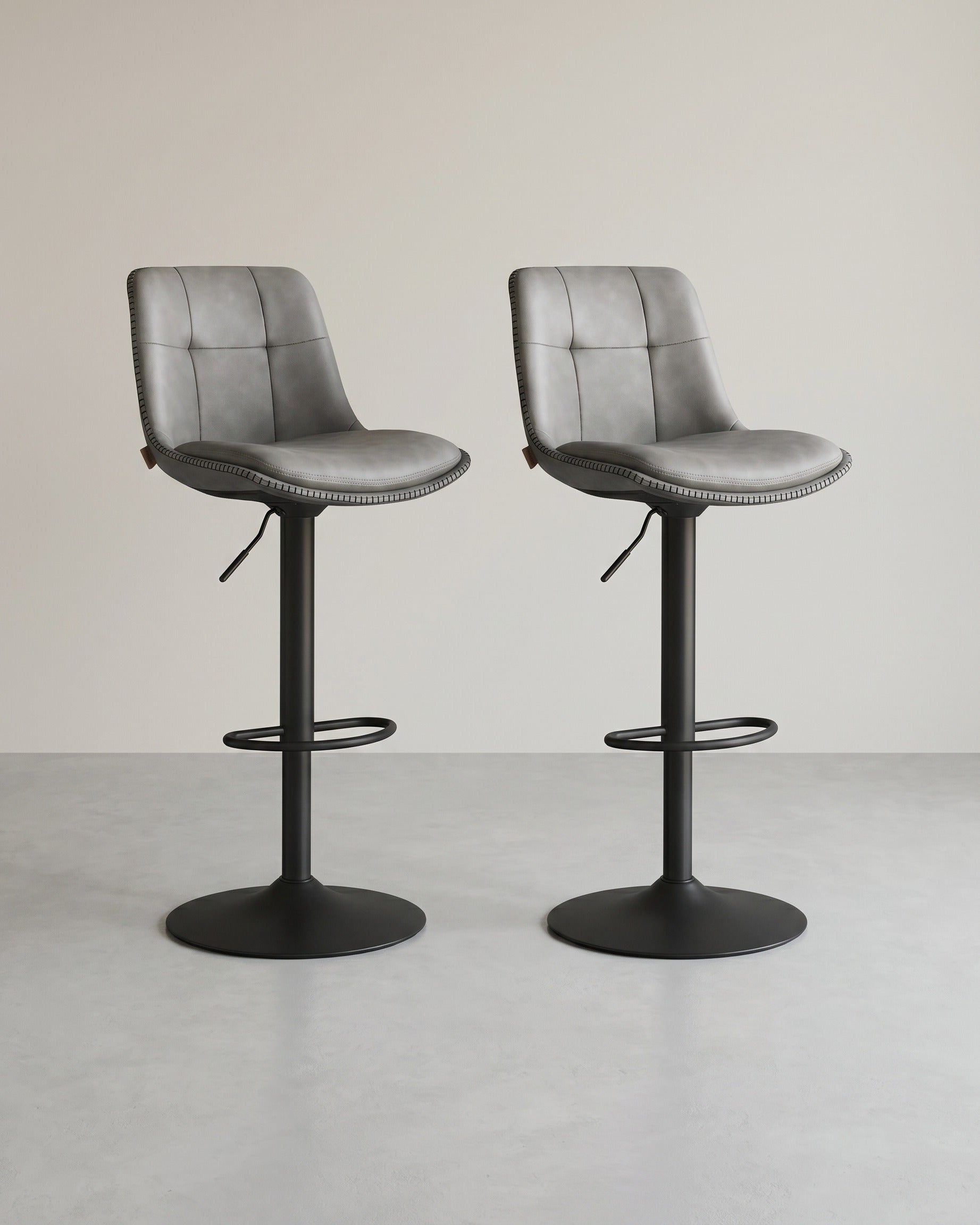 2er-Set Barhocker - Verstellbar und 360° drehbar - Kunstleder – Grau