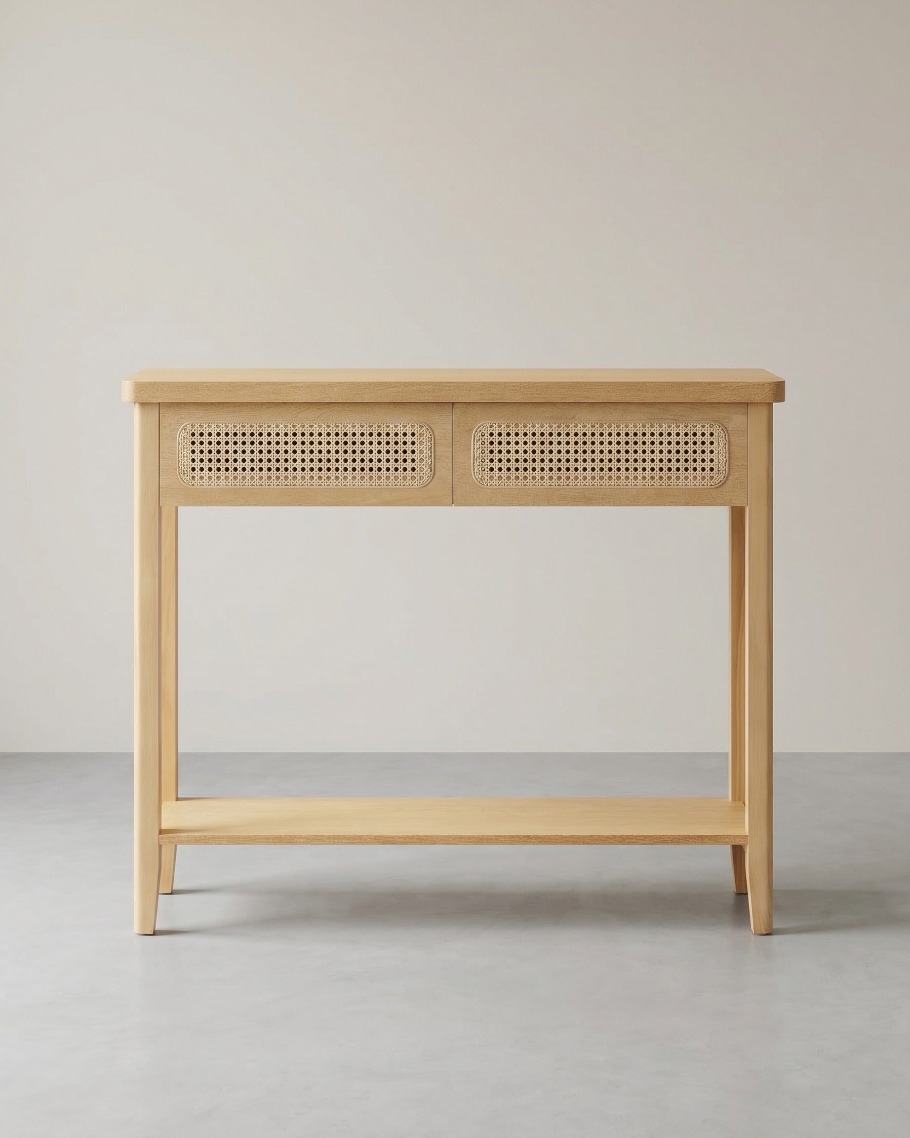 Konsolentisch mit Schubladen und Rattanfront – BOHO Wandtisch – Modernes Design – 100 cm breit – Beige