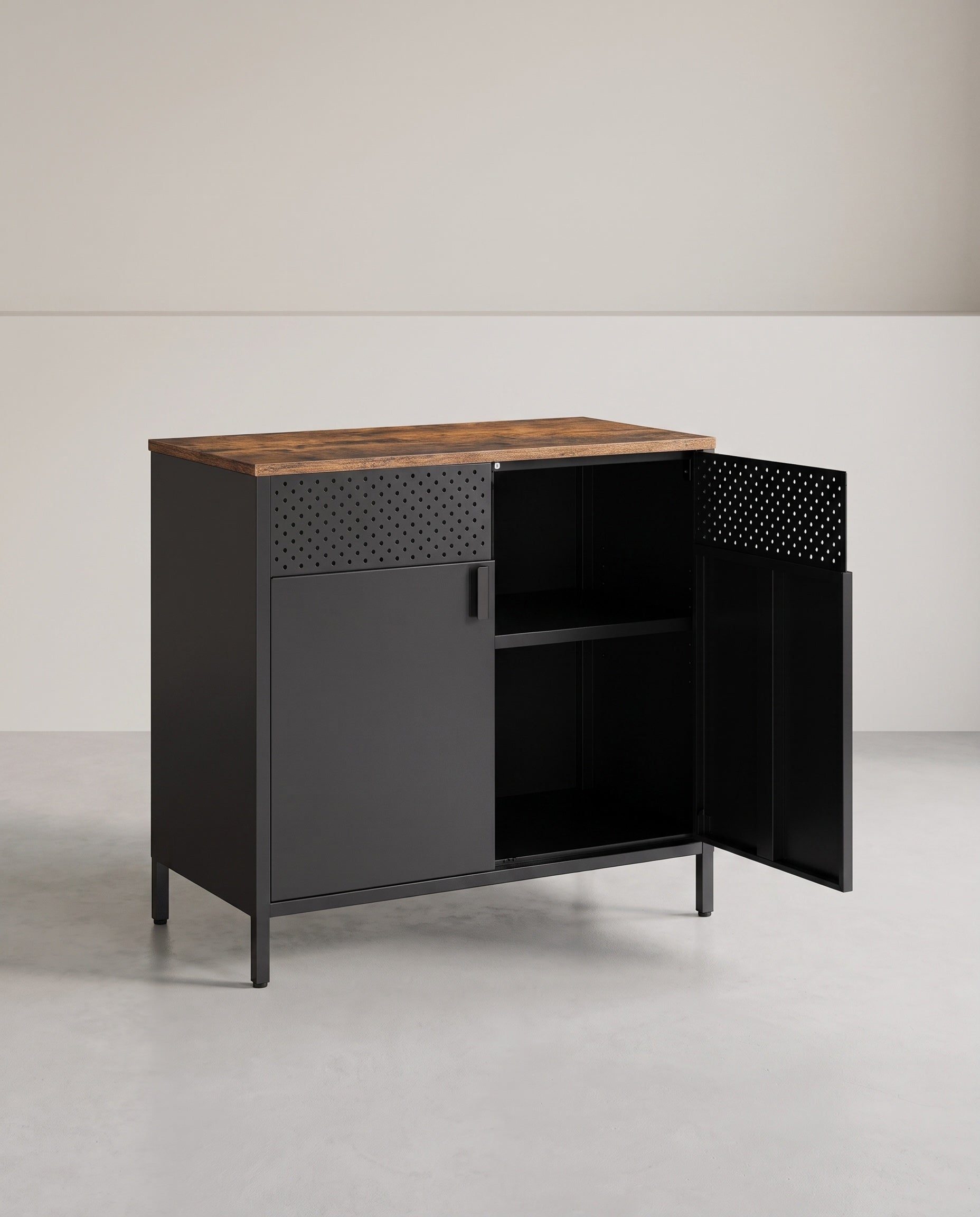 Industrieller Lagerschrank mit verstellbarem Regal - Stilvoll – Schwarz