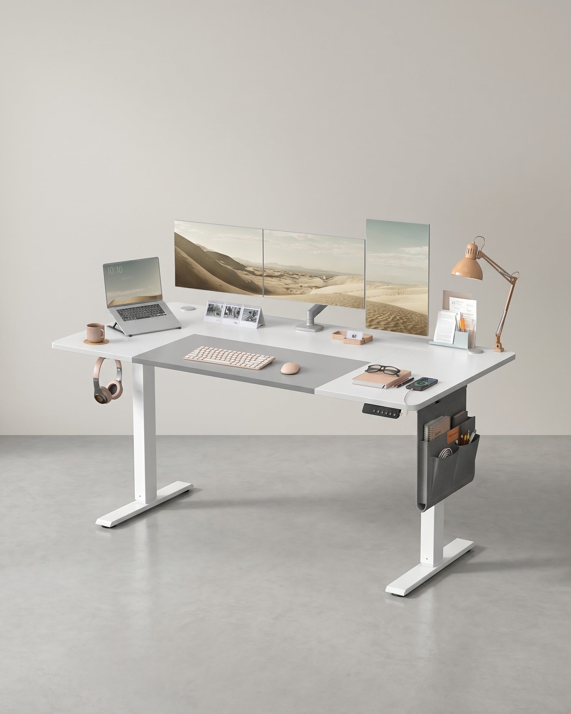 Höhenverstellbarer Schreibtisch - Sitz-Steh-Schreibtisch - Elektrisch verstellbarer Schreibtisch - (Heim-)Büro – Weiß