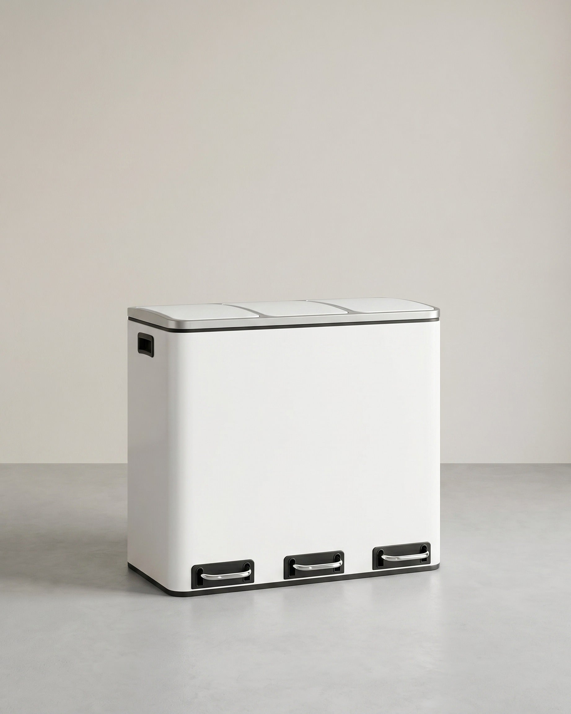 54L Abfalleimer - 3-Fach Abfalleimer - Treteimer - Abfalleimer 3 x 18L – Weiß