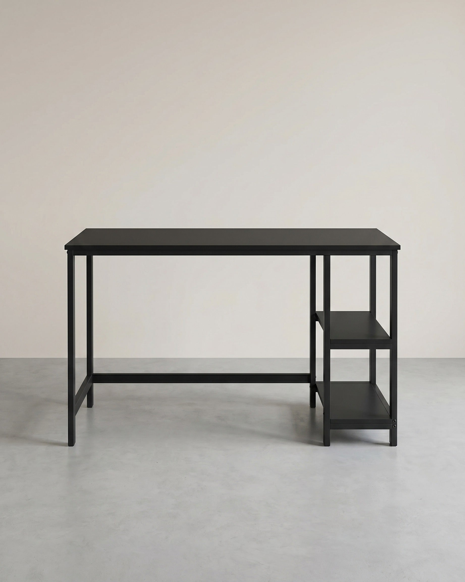 Industrieller Schreibtisch 120 cm breit - Mit beweglichen Regalen – Schwarz
