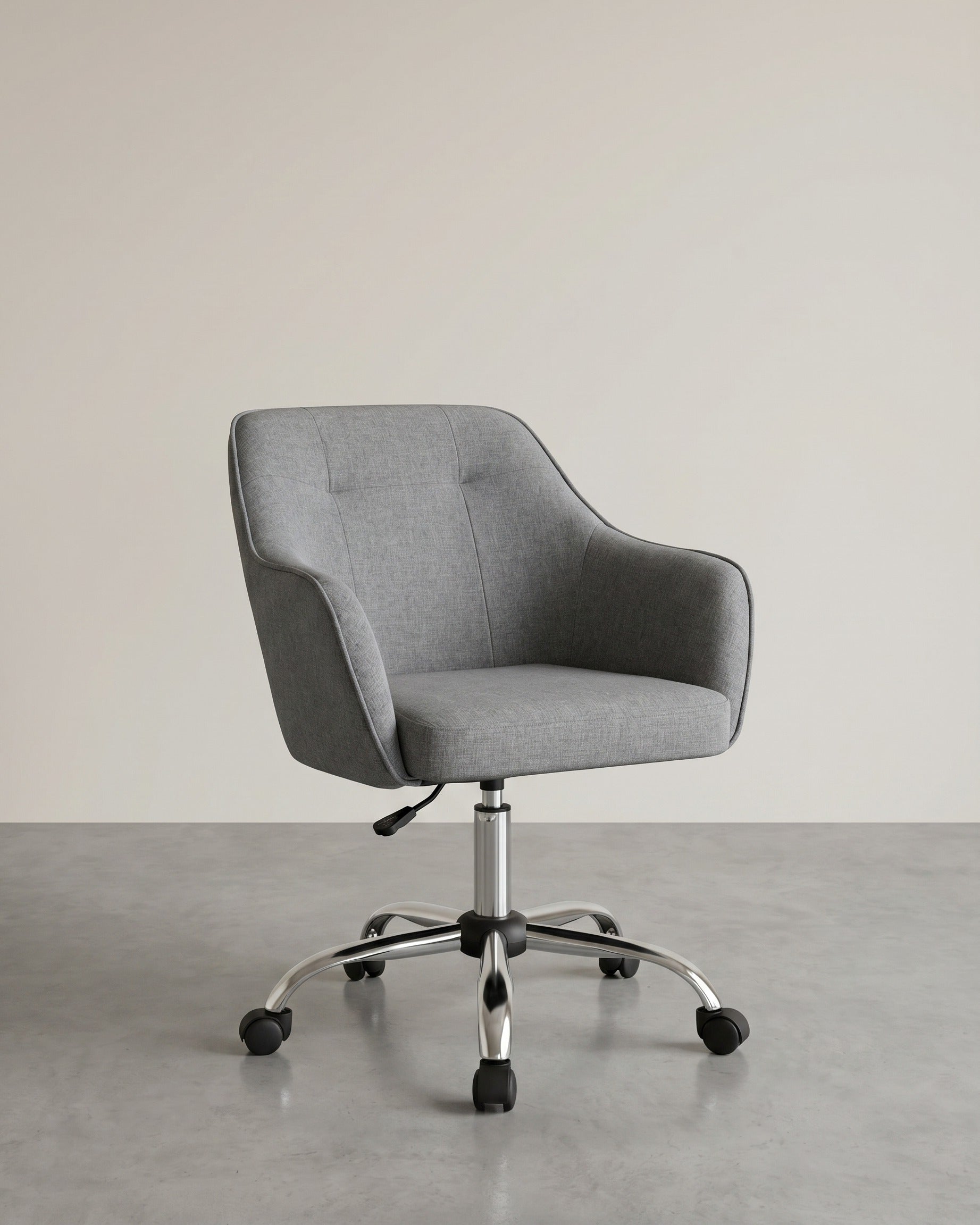Bürostuhl mit Armlehnen – höhenverstellbar – bequeme Polsterung – 64 cm breit – Dunkelgrau | Leinen