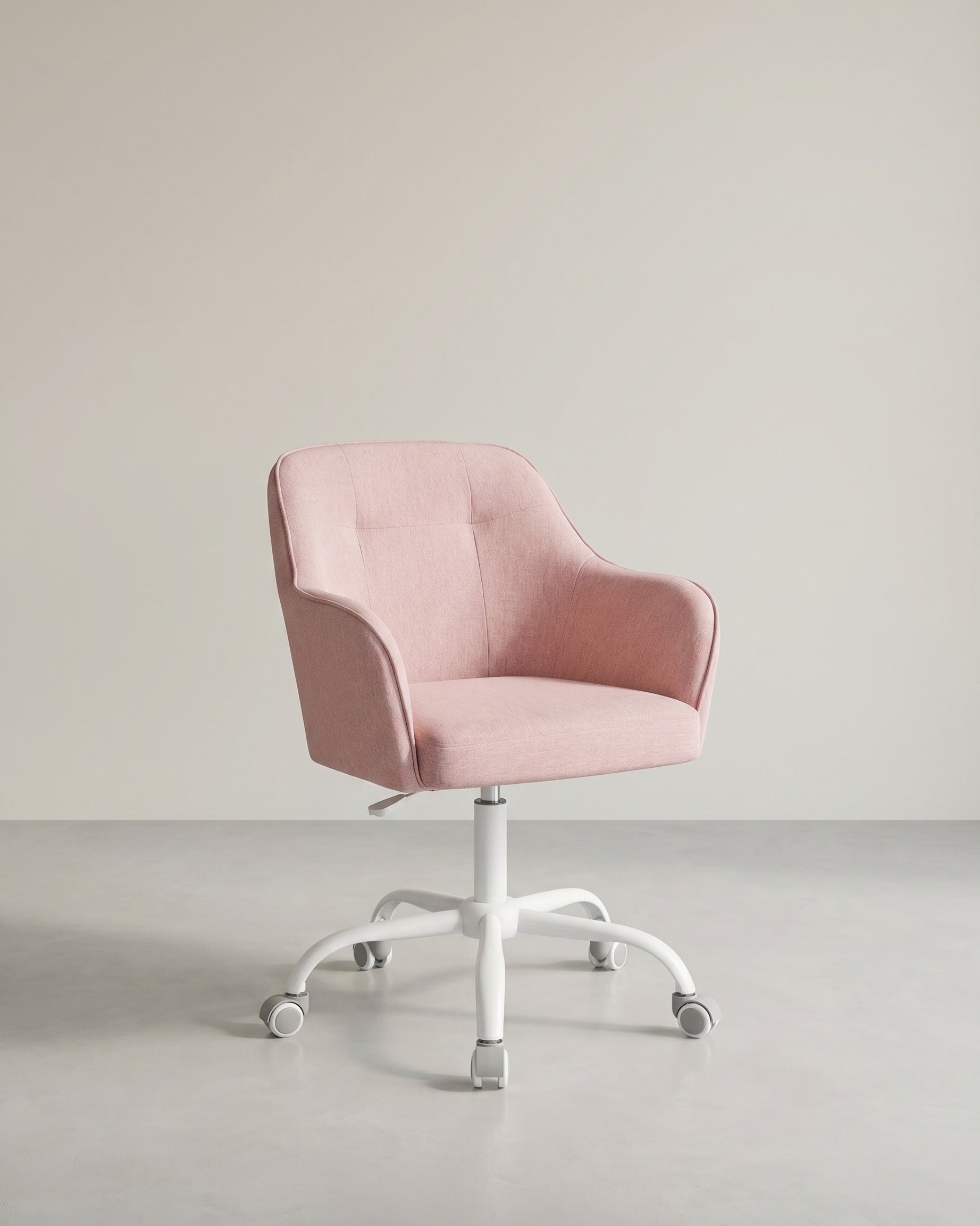 Bürostuhl mit Armlehnen – höhenverstellbar – bequeme Polsterung – 64 cm breit – Rosa | Baumwoll-Leinen-Mix