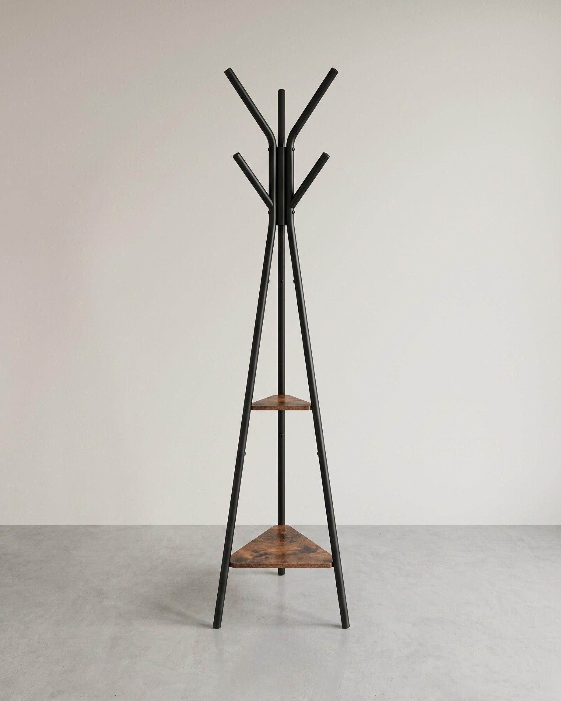 Kleiderständer mit Holzregalen – Minimalistisches Design – Stabil & Platzsparend – Vintage Braun