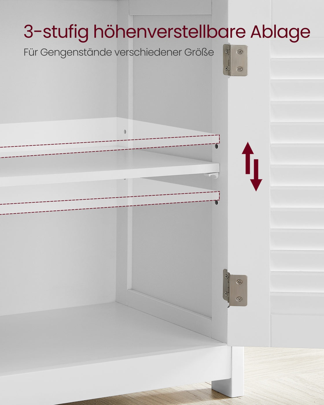 Badezimmerschrank mit Lamellentüren – feuchtigkeitsbeständig und praktisch