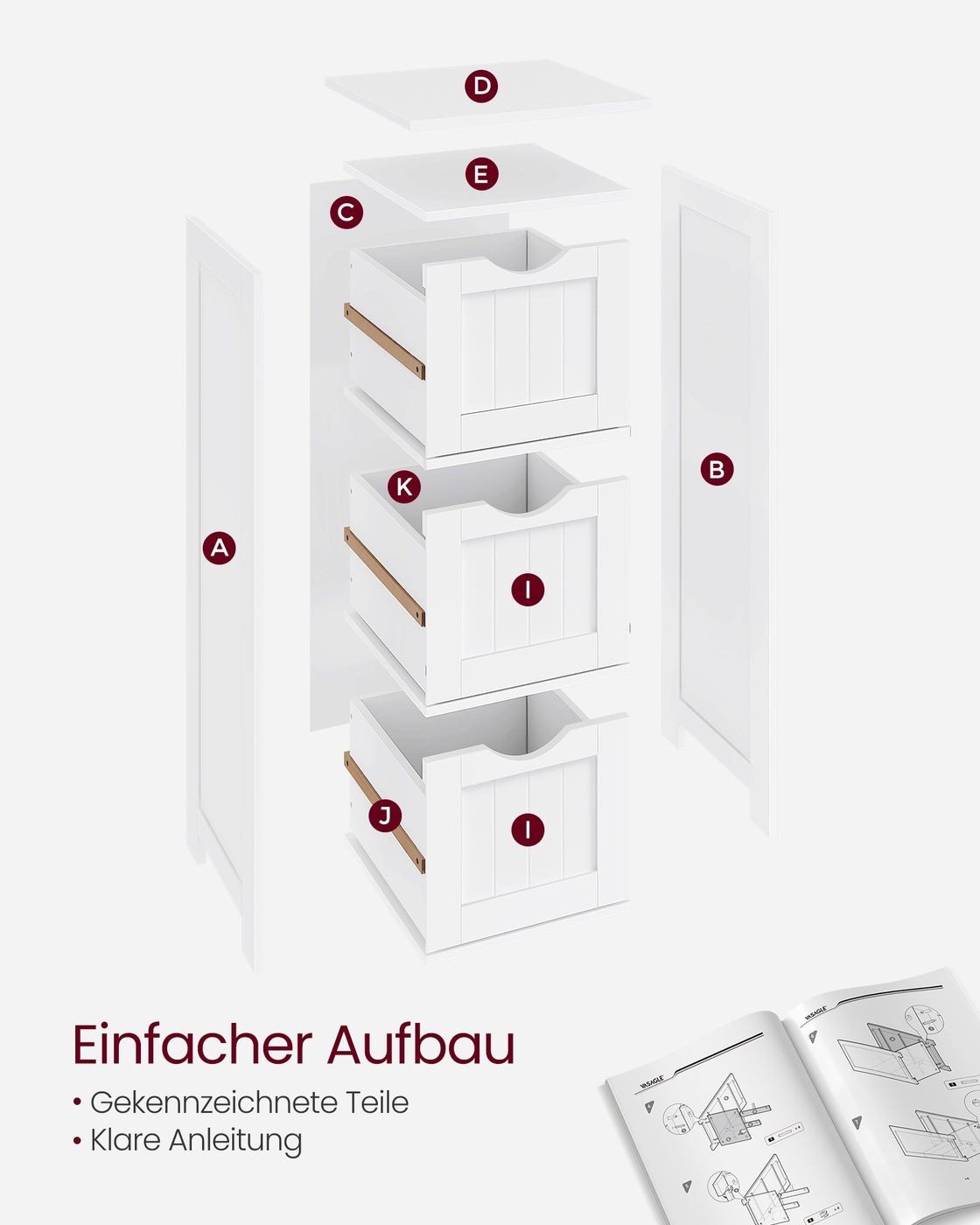 Badezimmerschrank mit 3 oder 4 Schubladen – Kompakt und funktional