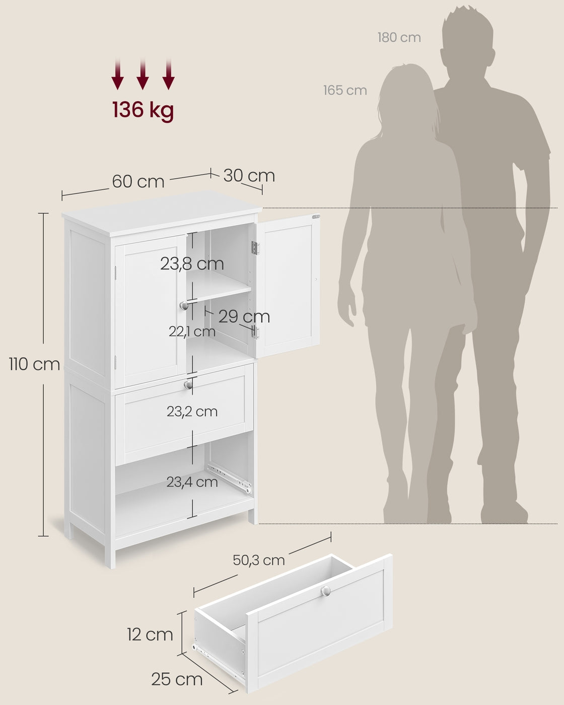 Stilvoller Badezimmerschrank mit verstellbarem Stauraum