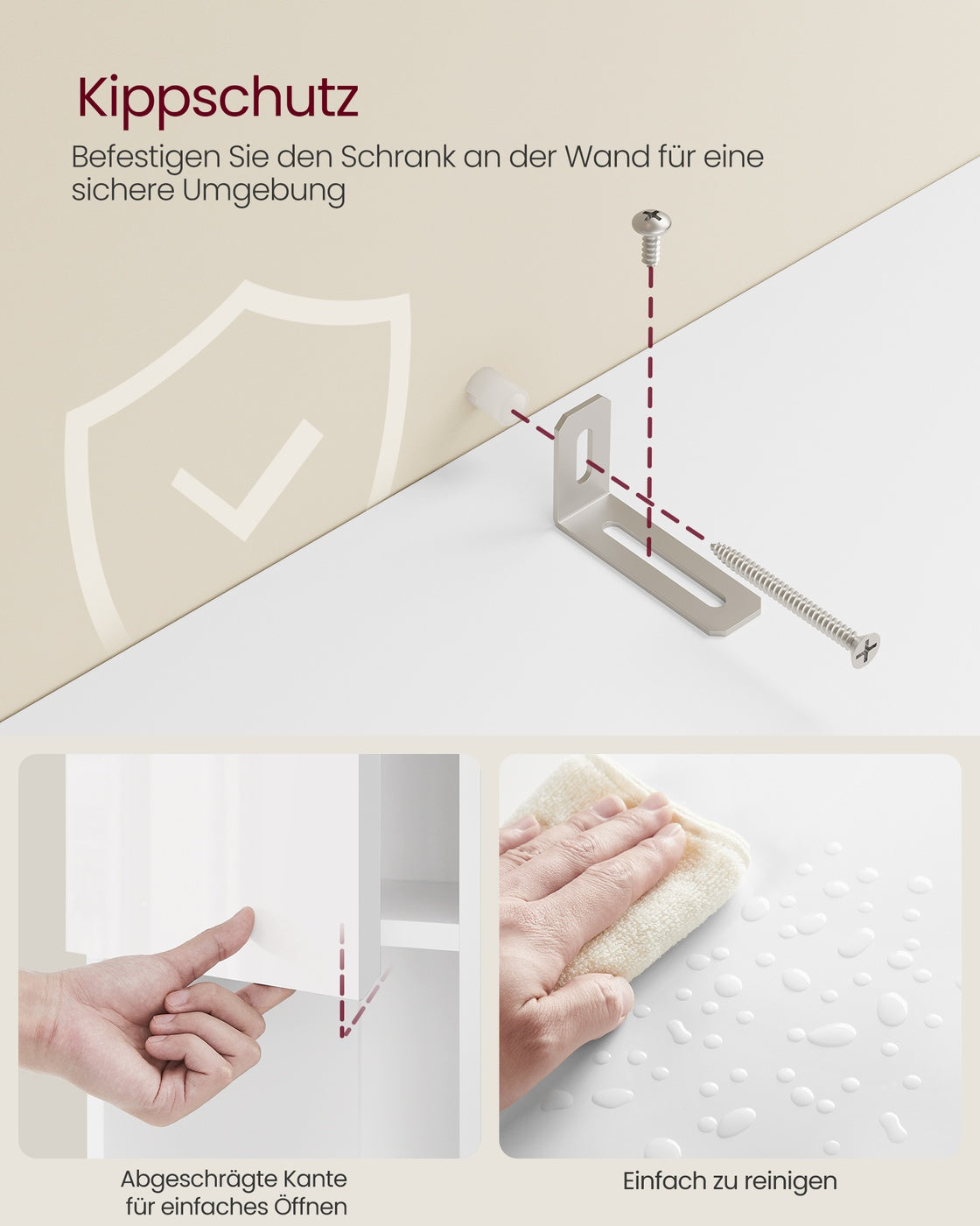 Schmaler Hoher Badezimmerschrank - Mit Glastür Und Füßen - Für Badezimmer