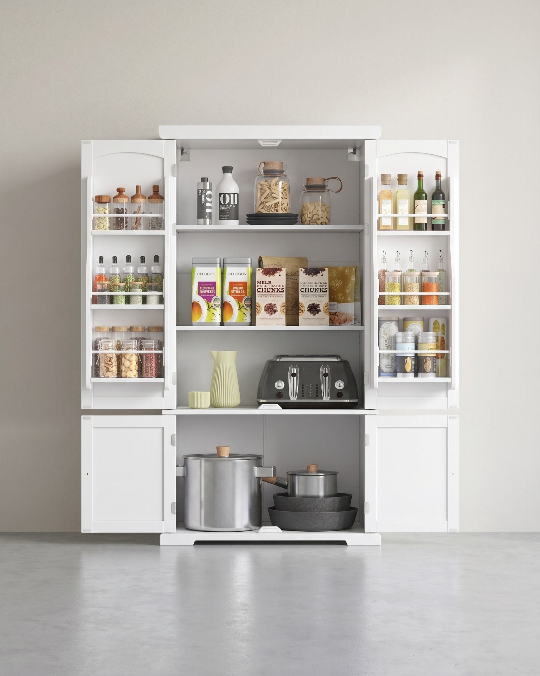 Küchenschrank Hoch - Buffetschrank Mit 6 Türen Und Verstellbaren Böden - Für Küche Und Esszimmer