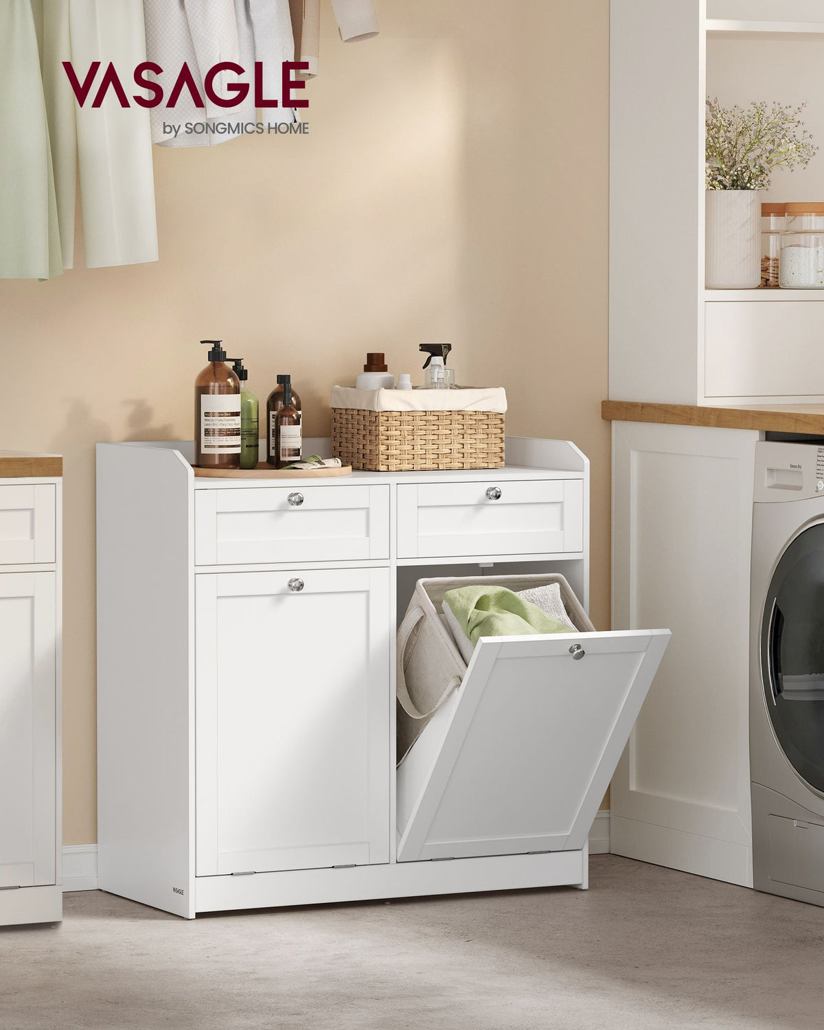 Badezimmerschrank mit Wäschekörben – 2-in-1-Aufbewahrungssystem – kippbar – 80 cm breit