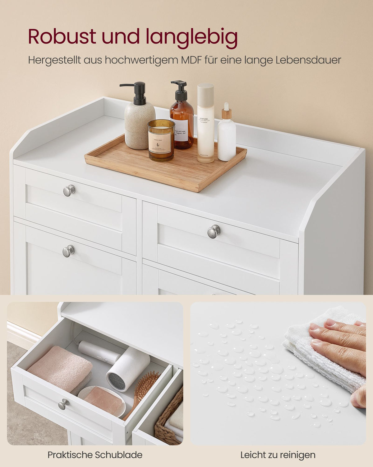 Badezimmerschrank mit Wäschekörben – 2-in-1-Aufbewahrungssystem – kippbar – 80 cm breit