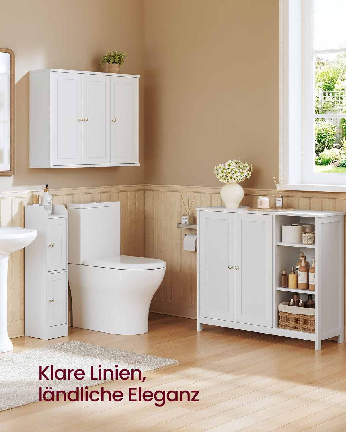 Badezimmerschrank mit 2 Türen und offenen Fächern – SIREN-Kollektion – Landhausstil
