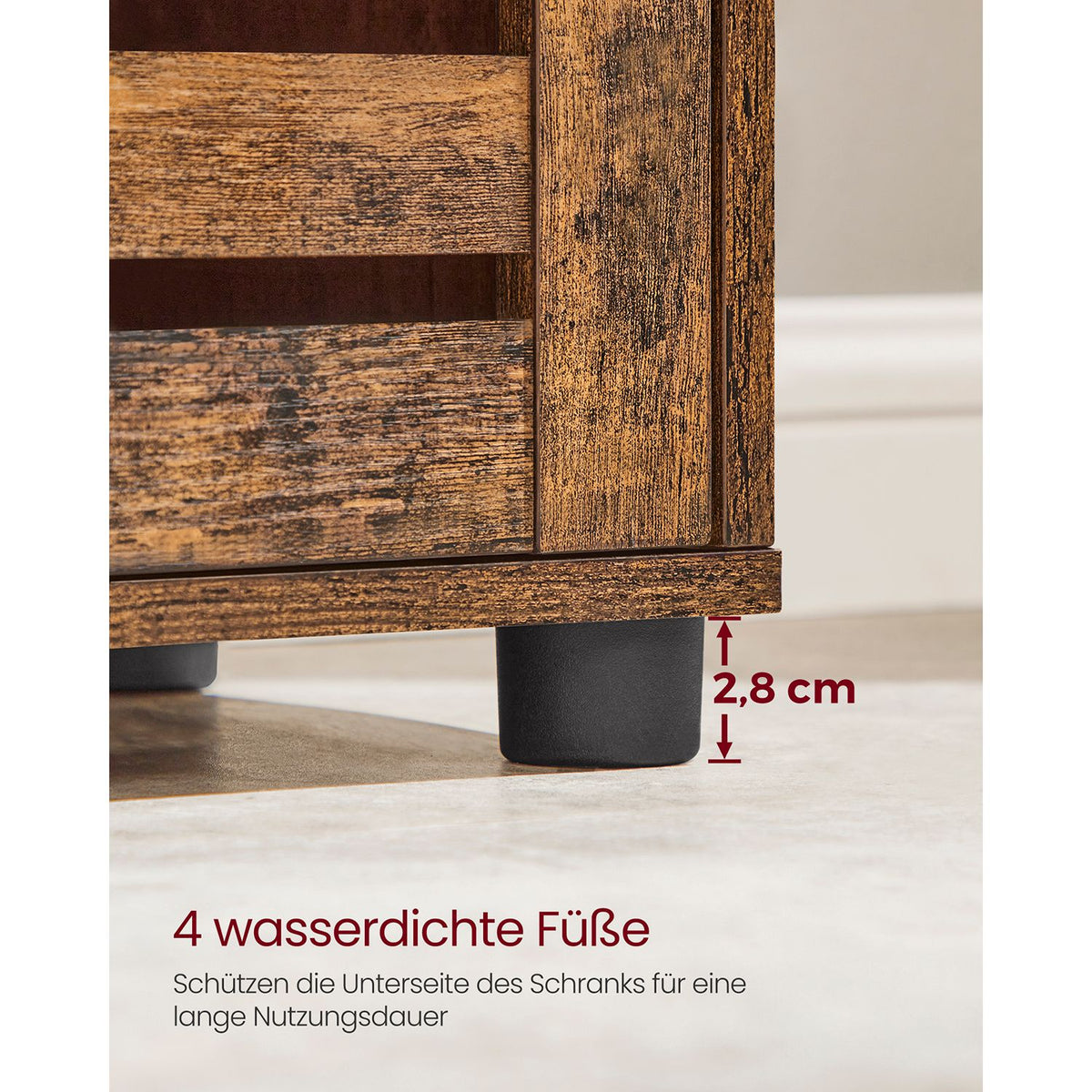 Hoher Lagerschrank mit Tür und offenen Fächern – Industriedesign – 167 cm hoch – Rustikales Braun