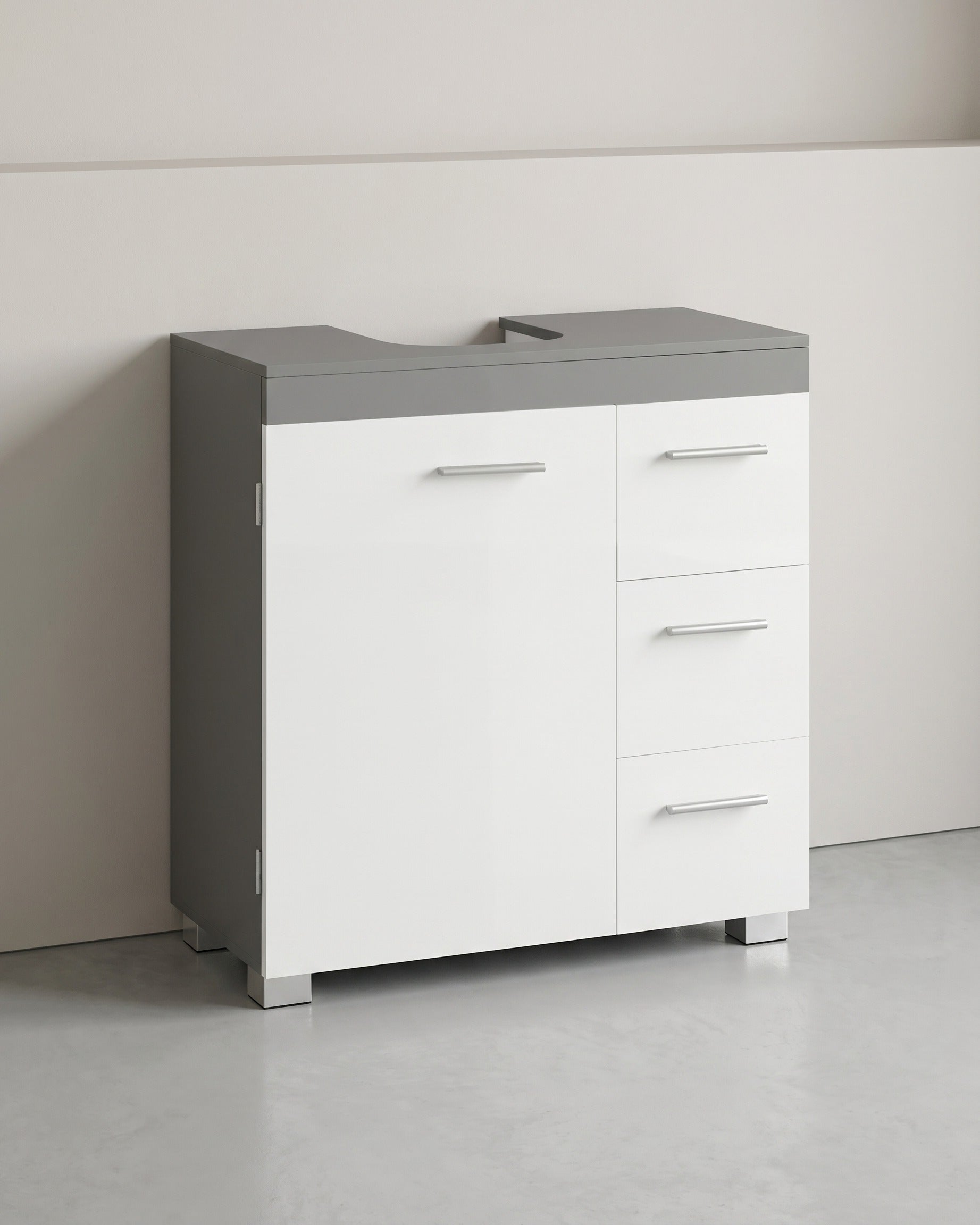 Waschtischunterschrank - 30 x 60 x 64 cm - 2 Fächer - Mit Ablage
