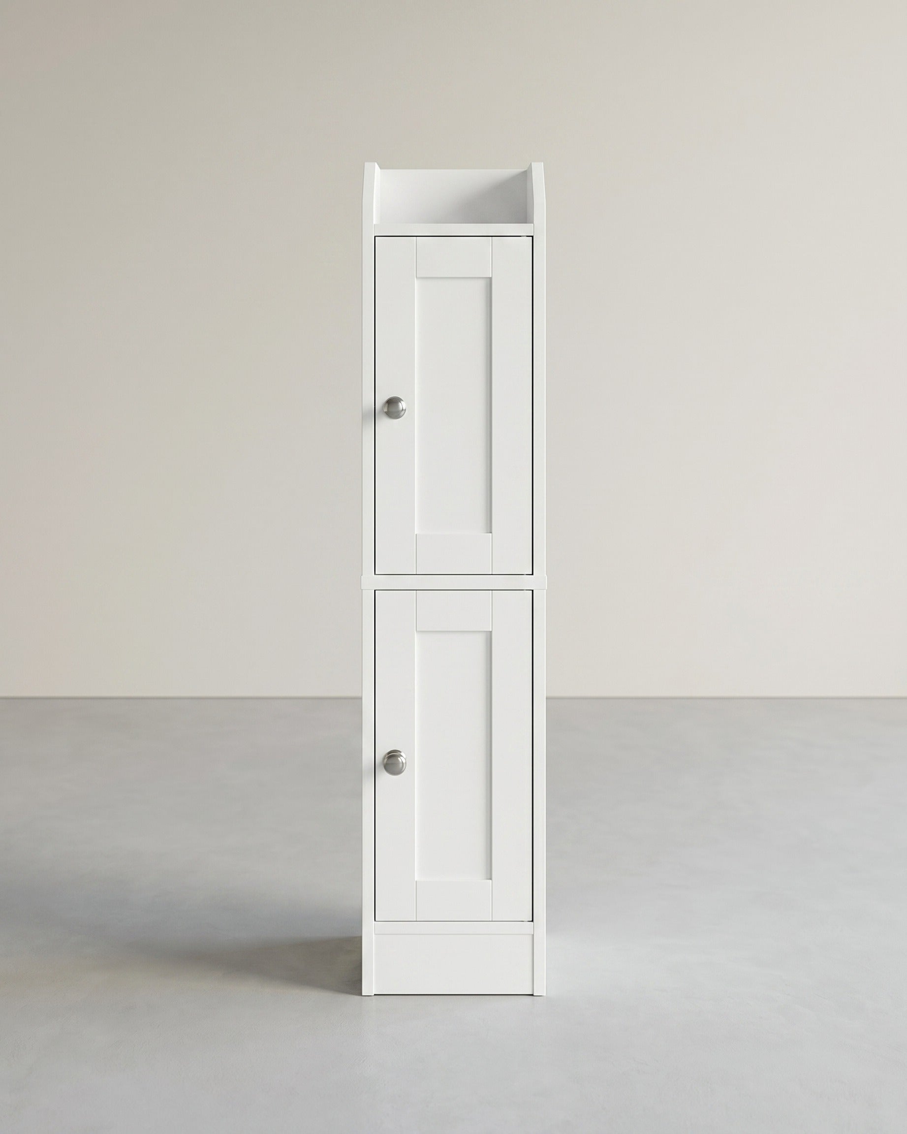 Schmaler Hoher Badezimmerschrank - Badschrank Mit Verstellbaren Böden - Landhausstil