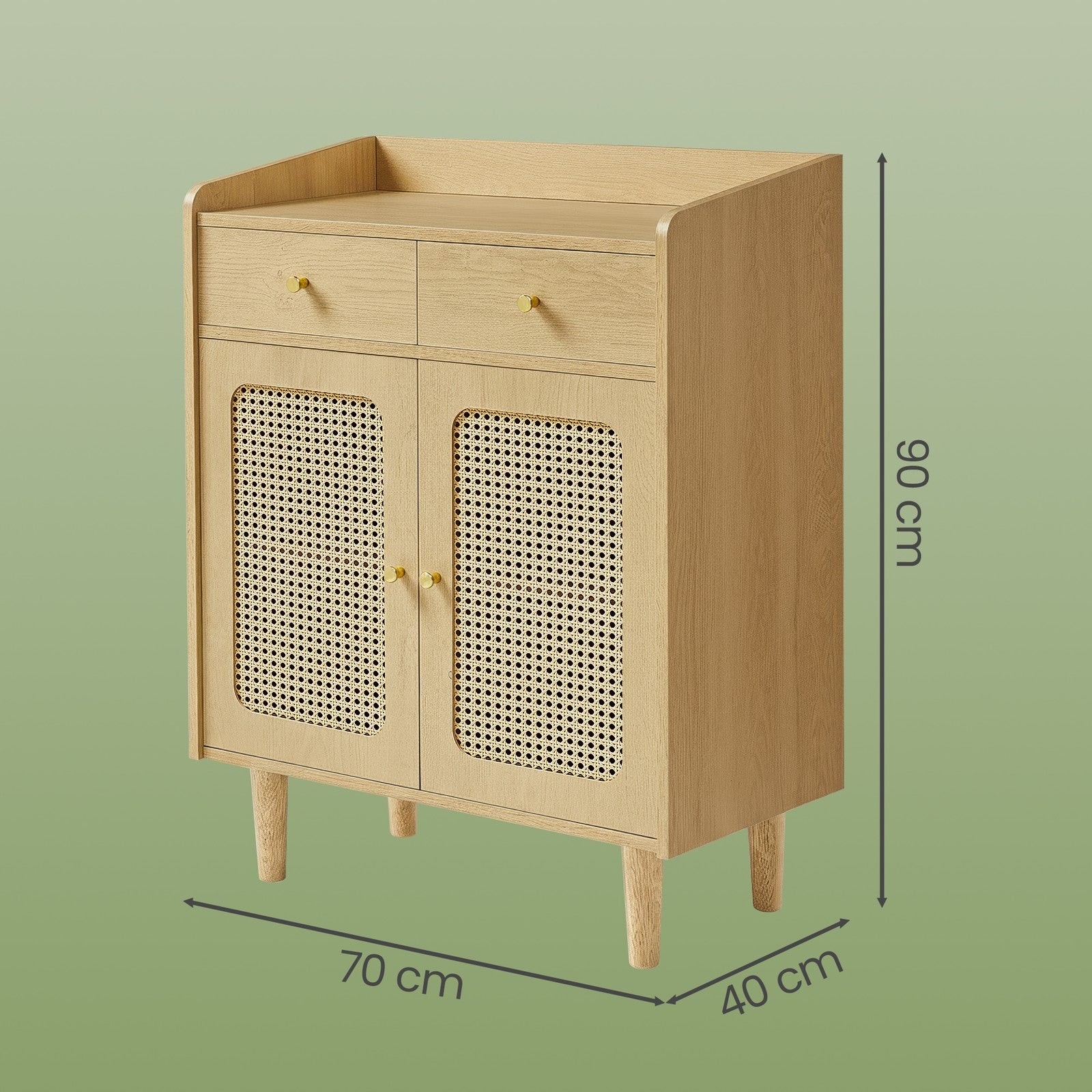 Sideboard Bohoven - Mit Rattan-Optik-Türen - Für Wohnzimmer, Flur Oder Schlafzimmer