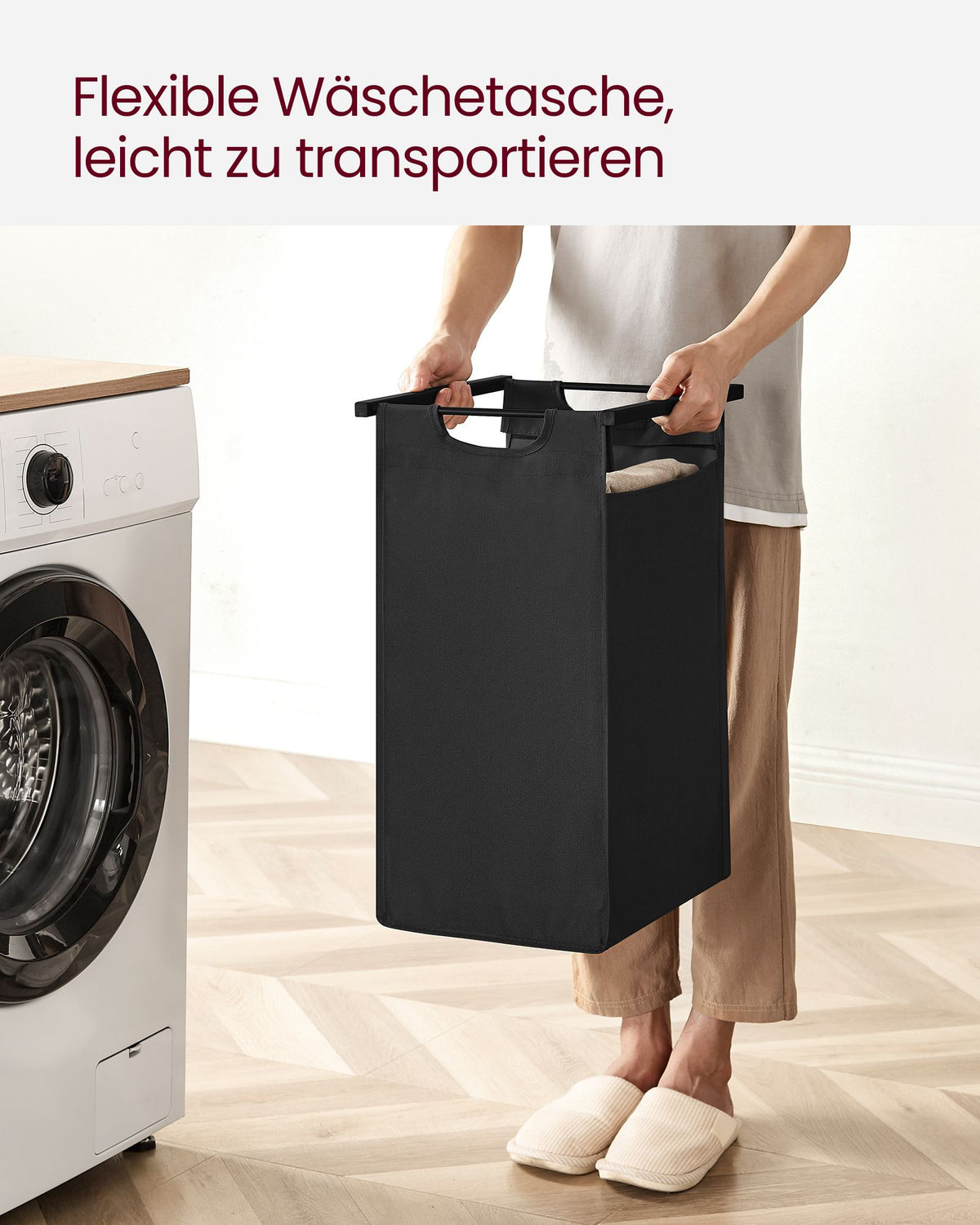 Wäschekorb - Korb mit Fächern - Herausnehmbare Beutel