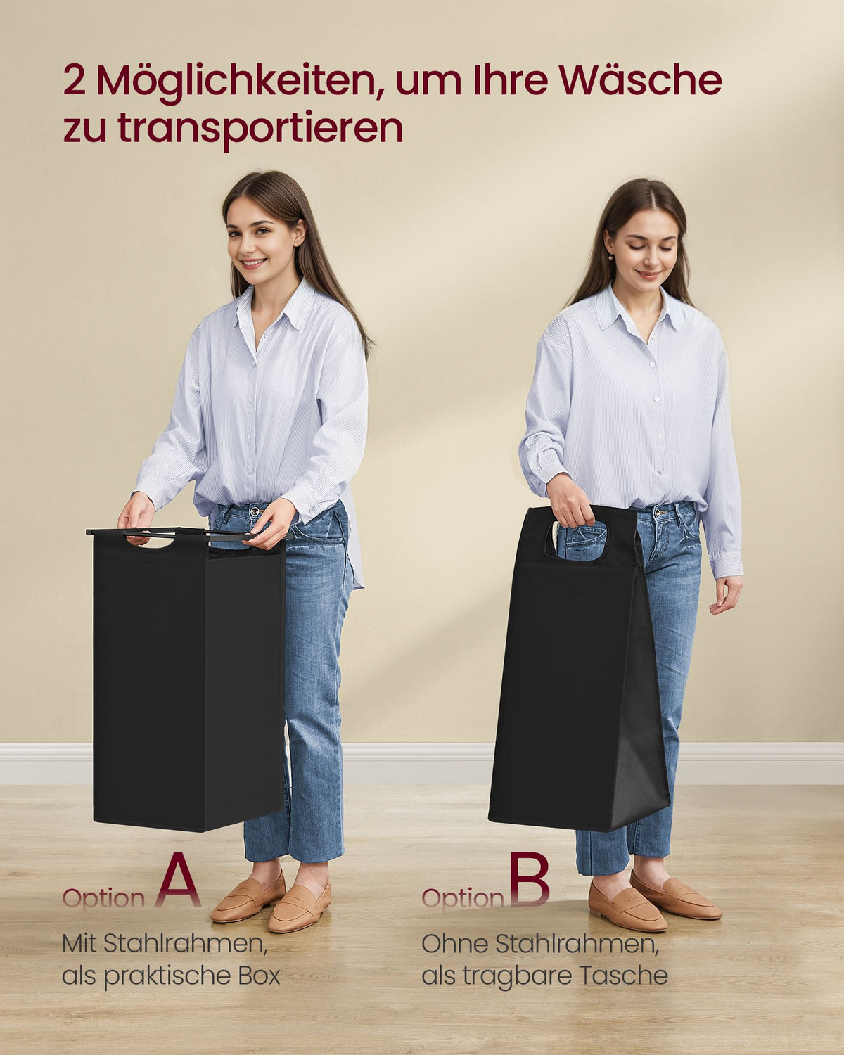Wäschekorb - 2 x 46 Liter - Mit Ablage - 73 x 33 x 72 cm