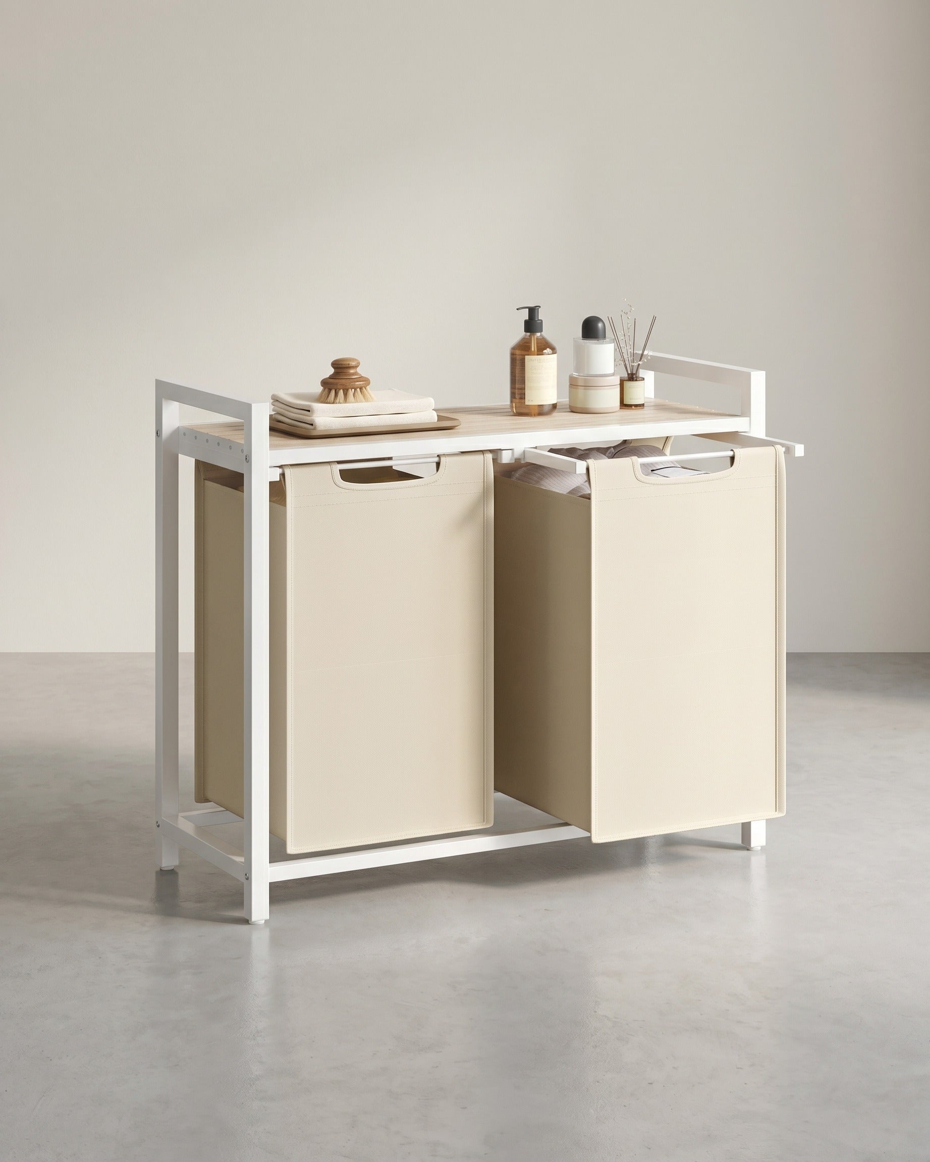 Wäschekorb - 2 x 46 Liter - Mit Ablage - 73 x 33 x 72 cm