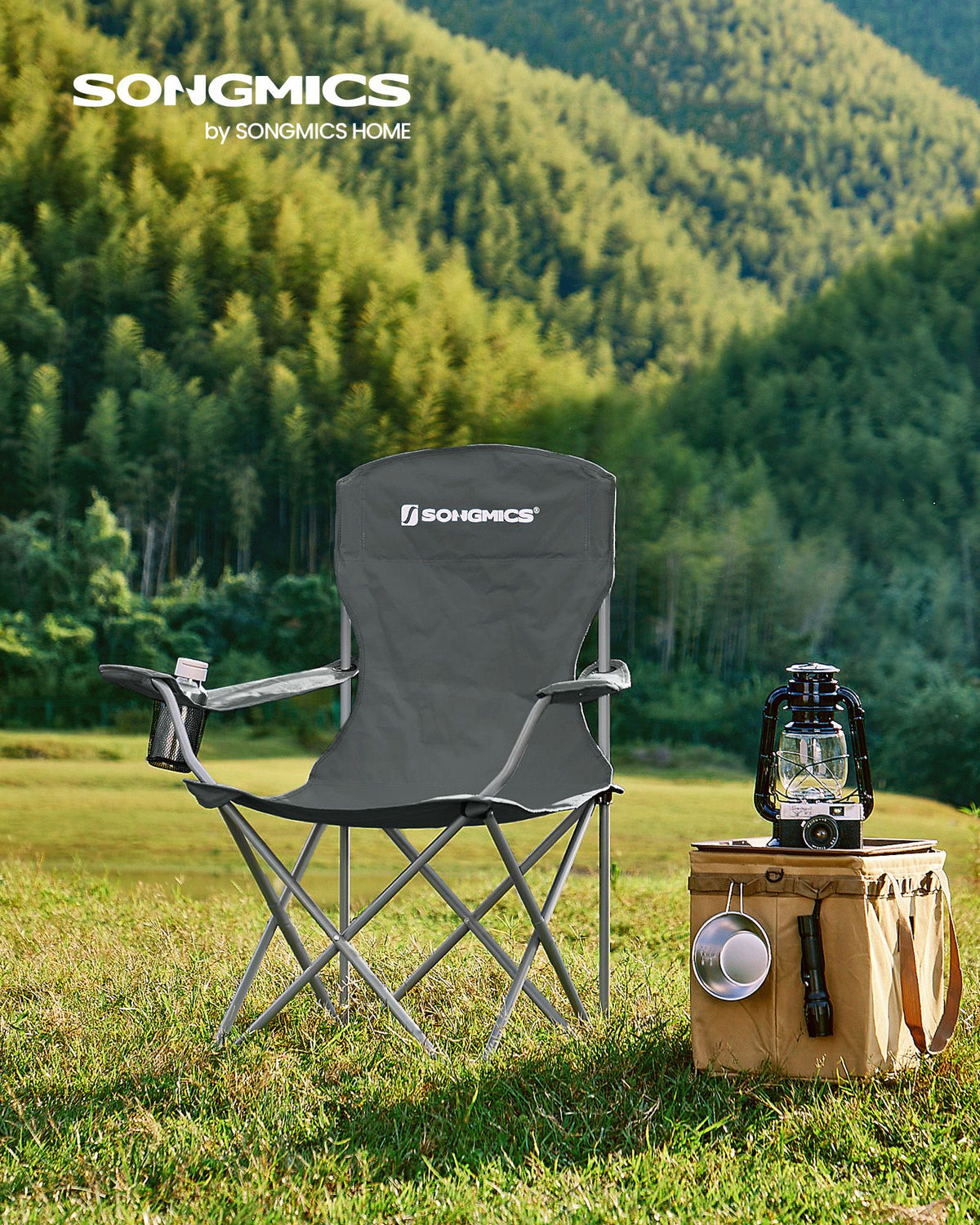 Campingstuhl – Klappbar – Komfortabel und stabil – Getränkehalter – Maximale Belastbarkeit 150 kg