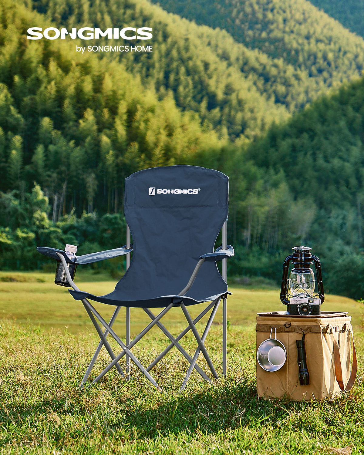 Campingstuhl – Klappbar – Komfortabel und stabil – Getränkehalter – Maximale Belastbarkeit 150 kg