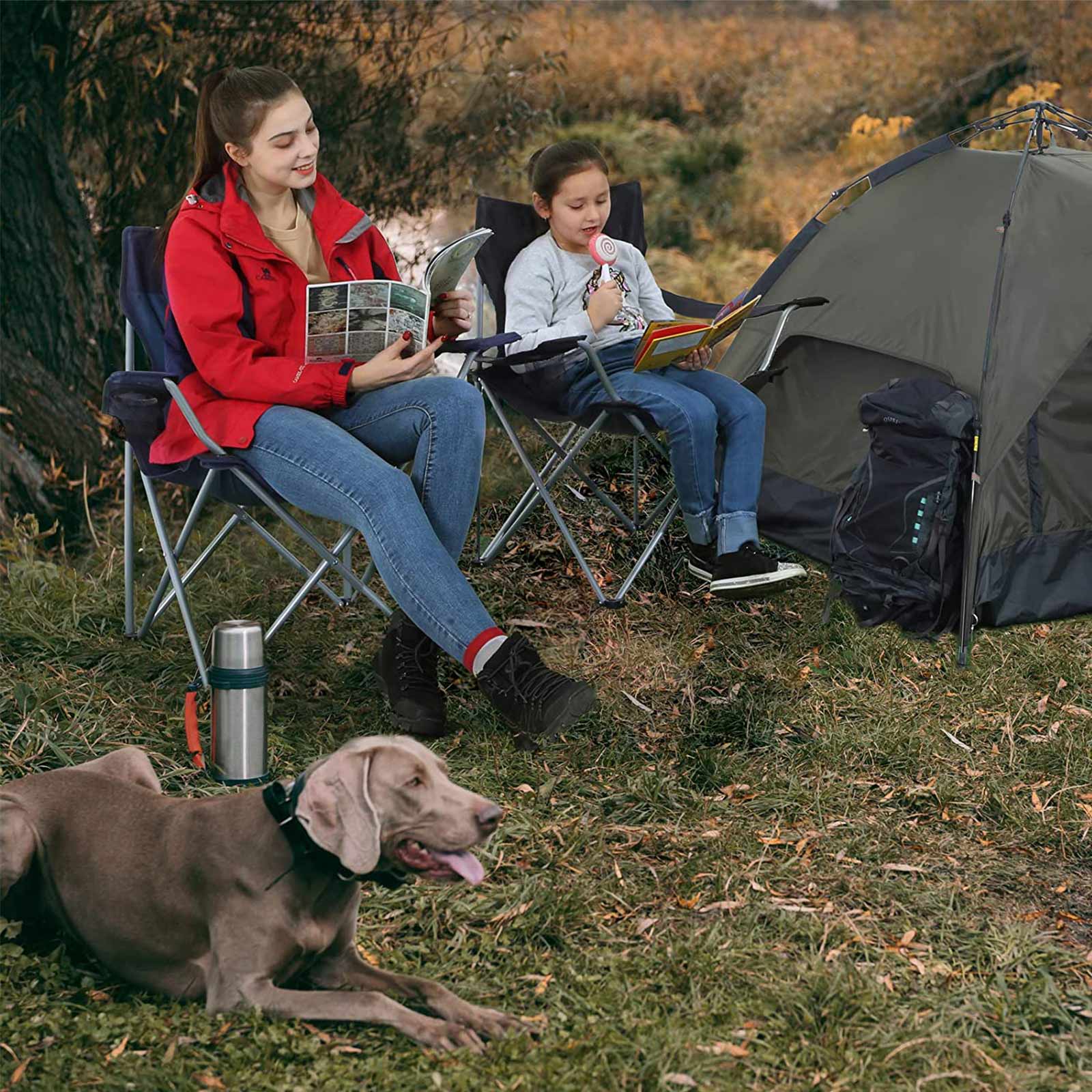 Klappbares Campingstuhl-Set – Leichtgewicht – Mit Getränkehalter und Tragetasche