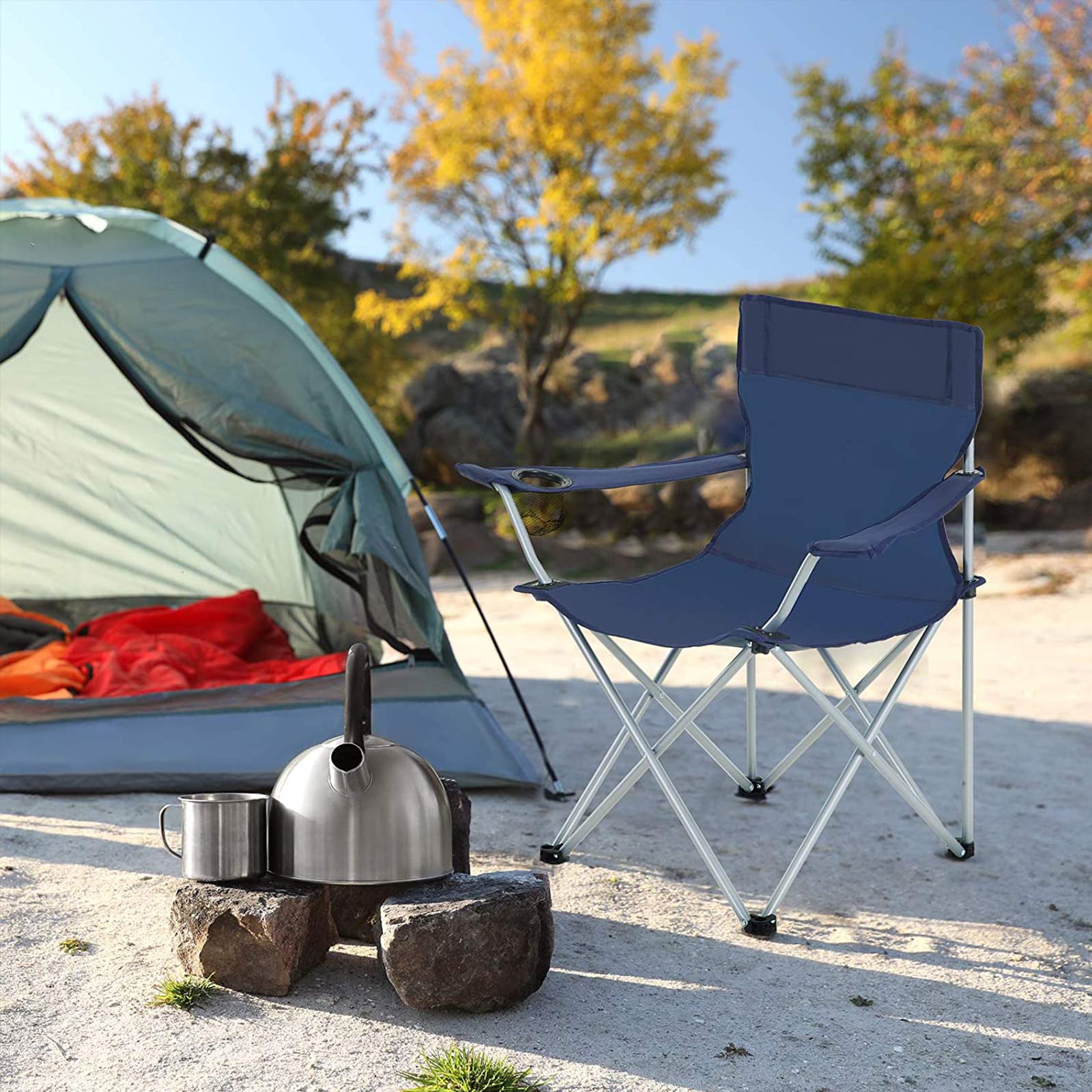 Klappbares Campingstuhl-Set – Leichtgewicht – Mit Getränkehalter und Tragetasche