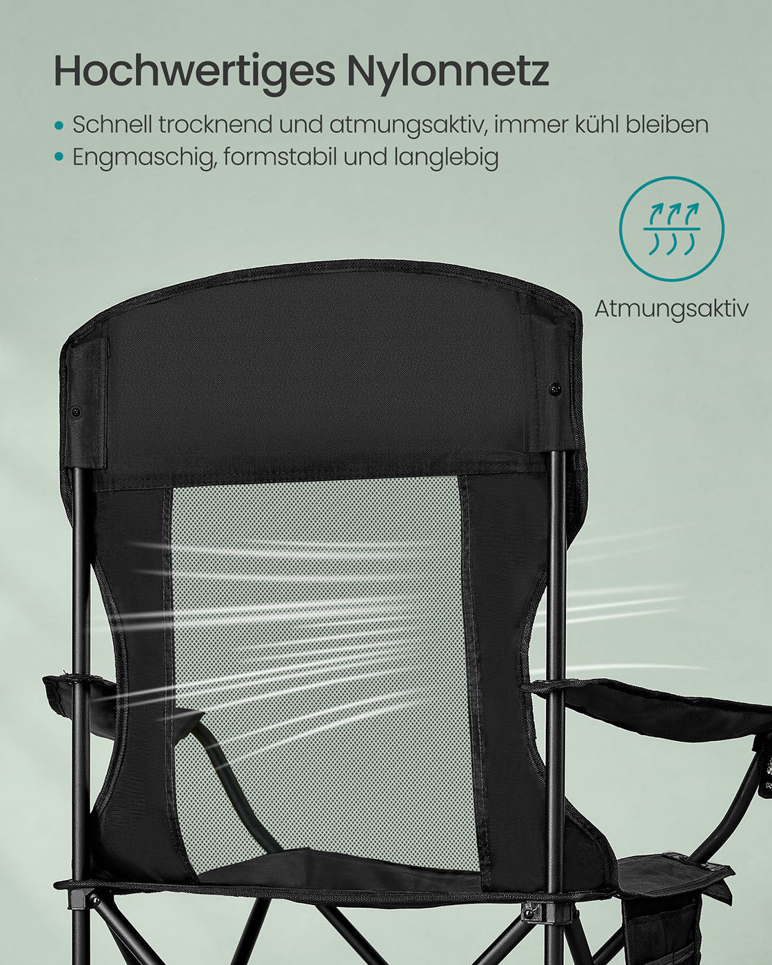 Campingstuhl 2er Set – Klappstühle mit Organizer und Getränkehalter – Tragbar & Bequem – 150 kg Tragkraft