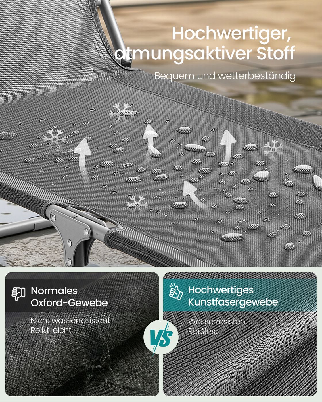 Klappbare Liege - Mit Verstellbarer Rückenlehne Und Sonnenblende - Für Garten Oder Strand