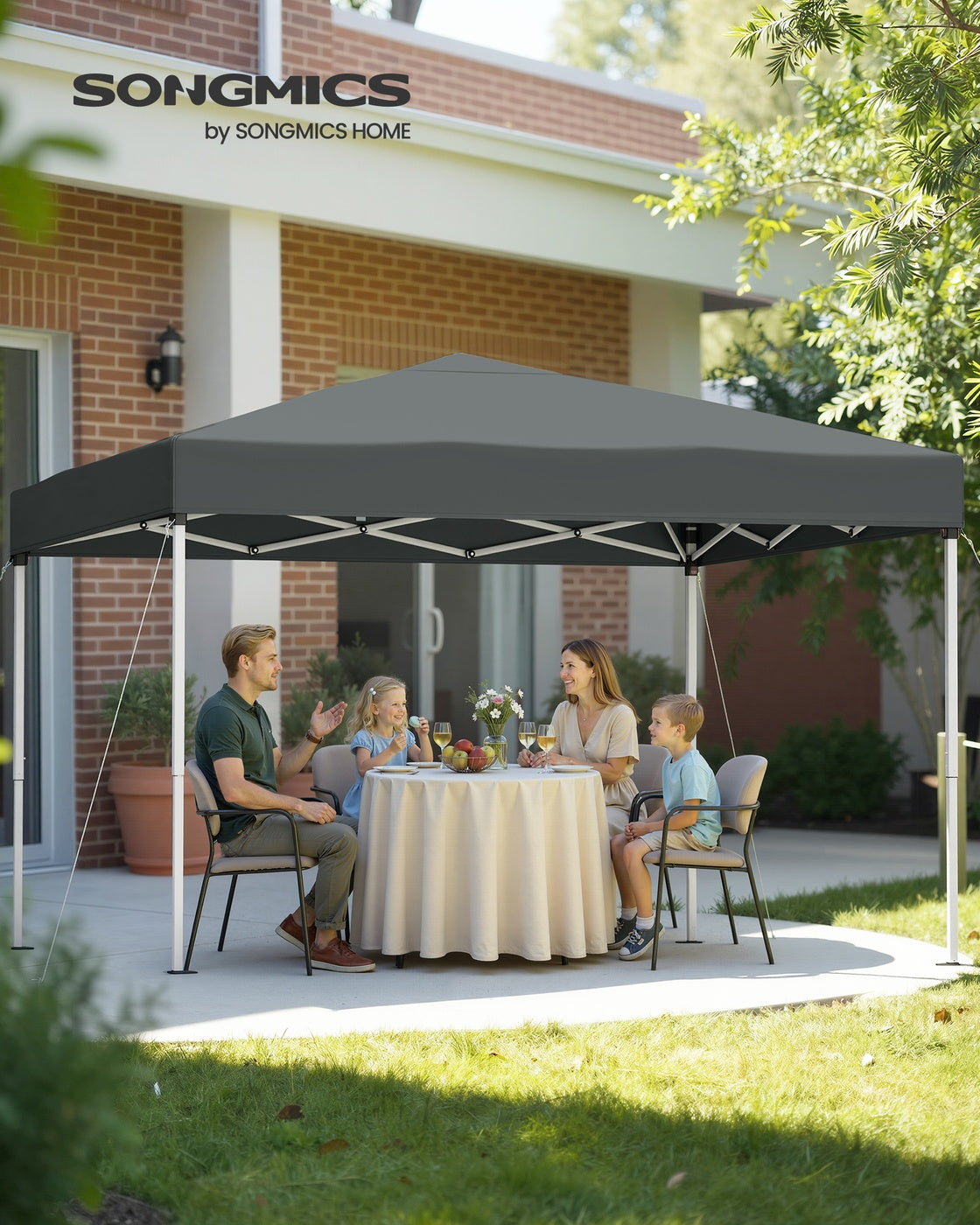 Partyzelt 3 x 3 m – Faltbares Partyzelt – Gartenpavillon – Sonnenschutz – Leicht regendicht – Tragbar