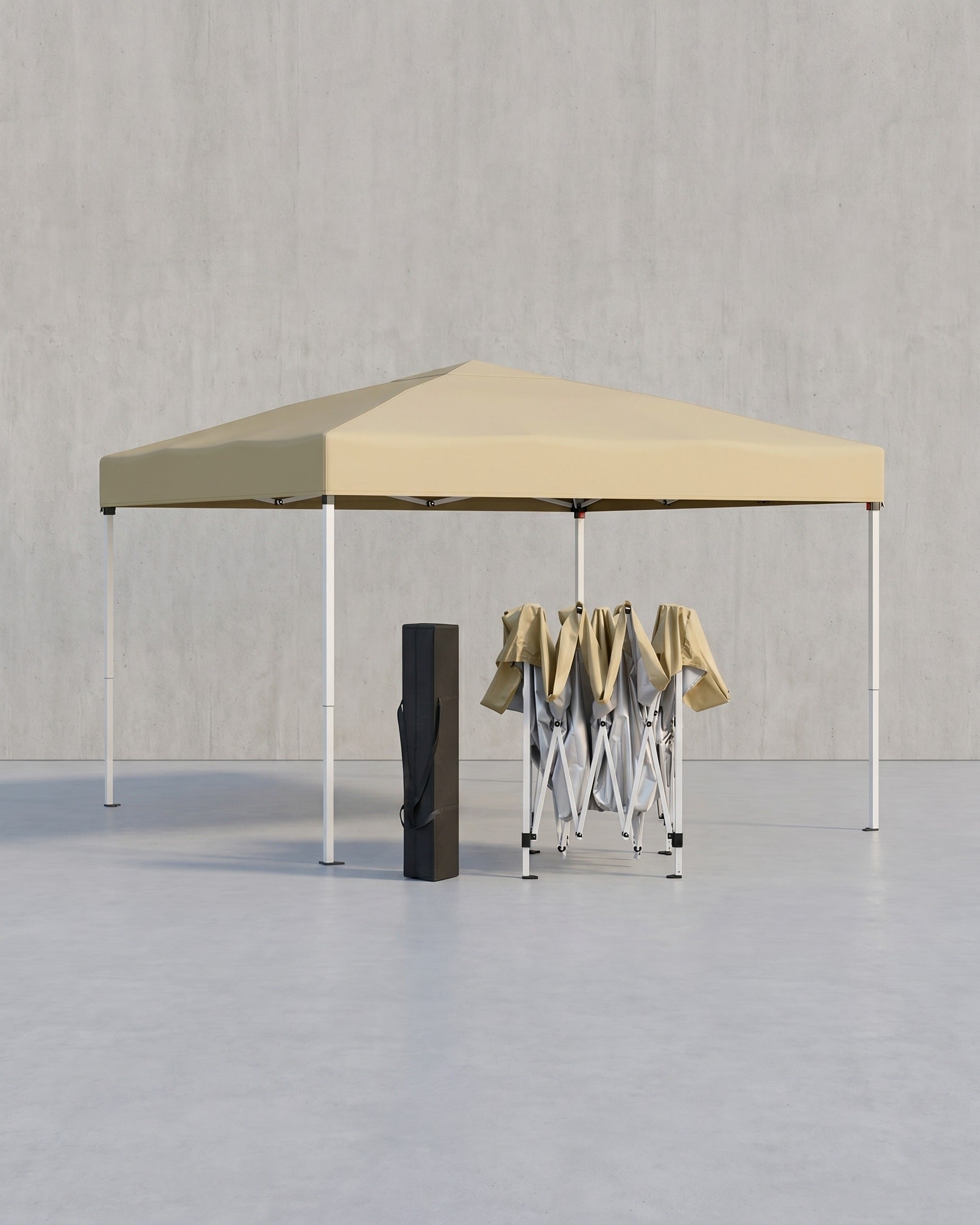 Partyzelt 3 x 3 m – Faltbares Partyzelt – Gartenpavillon – Sonnenschutz – Leicht regendicht – Tragbar – Beige