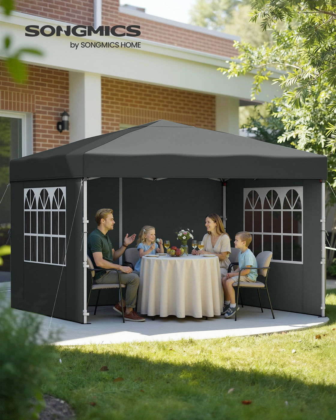 Faltbares Partyzelt – Gartenpavillon mit Seitenwänden – 3 x 3 m – UV- und wasserabweisend – mit Tragetasche