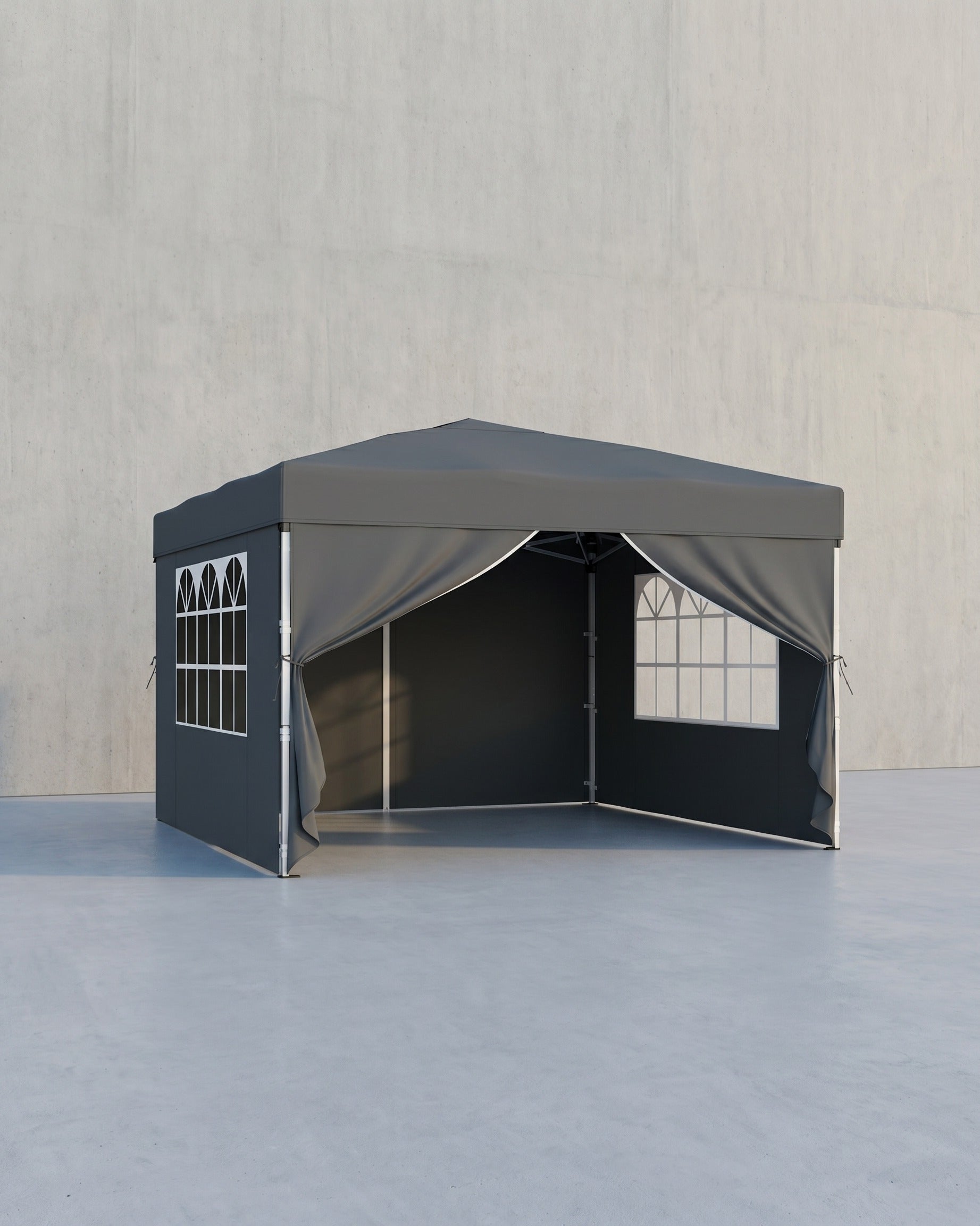 Faltbares Partyzelt – Gartenpavillon mit Seitenwänden – 3 x 3 m – UV- und wasserabweisend – mit Tragetasche – Grau