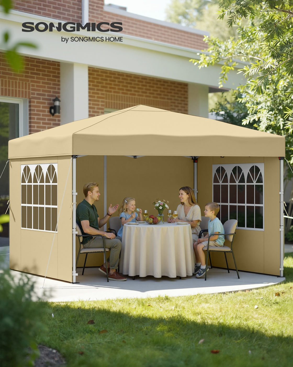 Faltbares Partyzelt – Gartenpavillon mit Seitenwänden – 3 x 3 m – UV- und wasserabweisend – mit Tragetasche