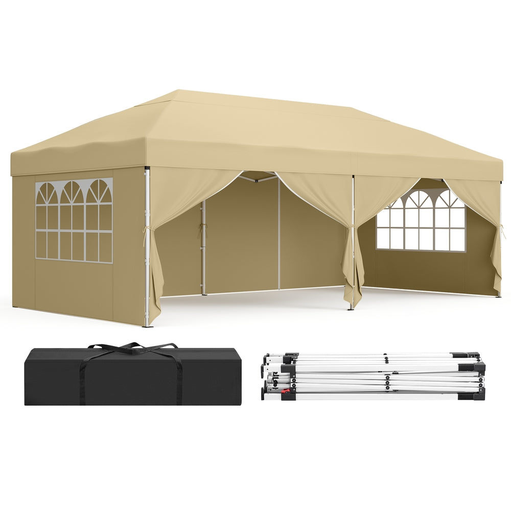 Partyzelt 3 x 6 m mit Seitenwänden – faltbarer Pavillon – Gartenpavillon – Sonnenschutz – leicht und regendicht – tragbar