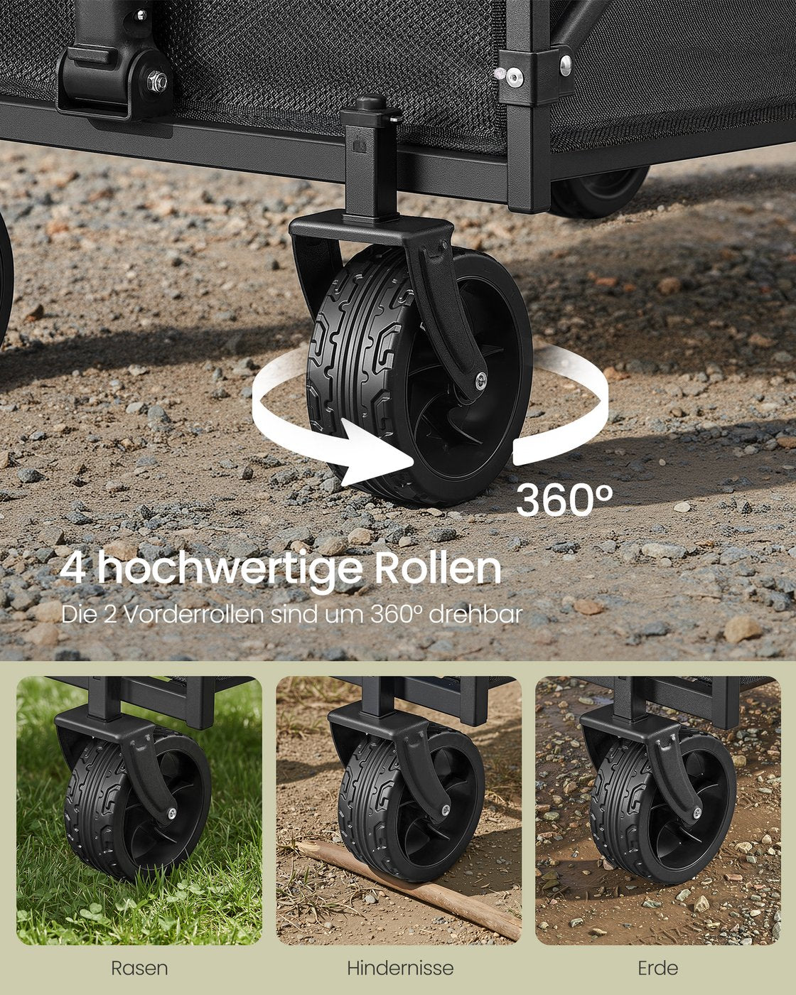 Klappbarer Bollerwagen - Transportwagen Mit Abnehmbaren Rädern - Handwagen Für Garten, Camping Und Strand