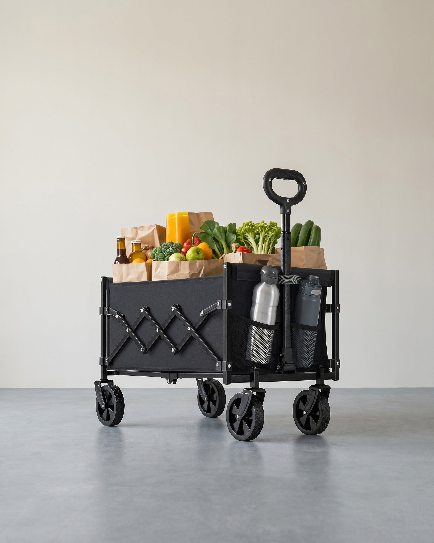 Klappbarer Bollerwagen - Bolderkar - Einkaufswagen – Schwarz