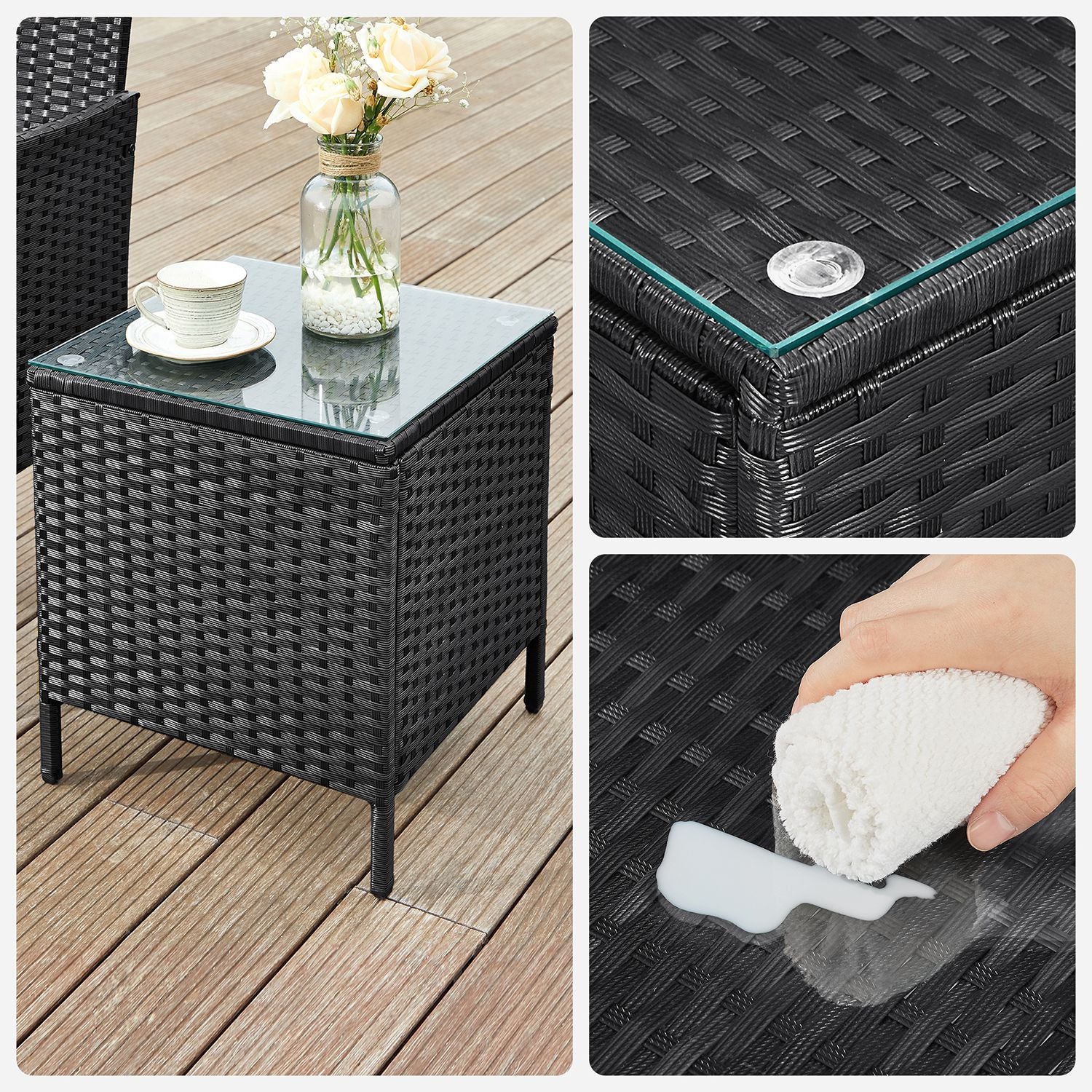 3-teiliges Gartenset - Gartenmöbelset - Gartenstühle und Tisch - Polyrattan