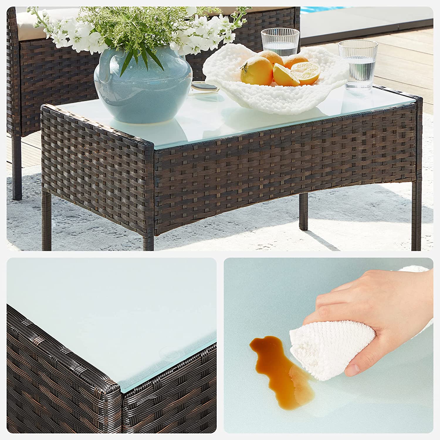 Rattanoptik Gartenset - Balkonset - Gartenstühle mit Tisch