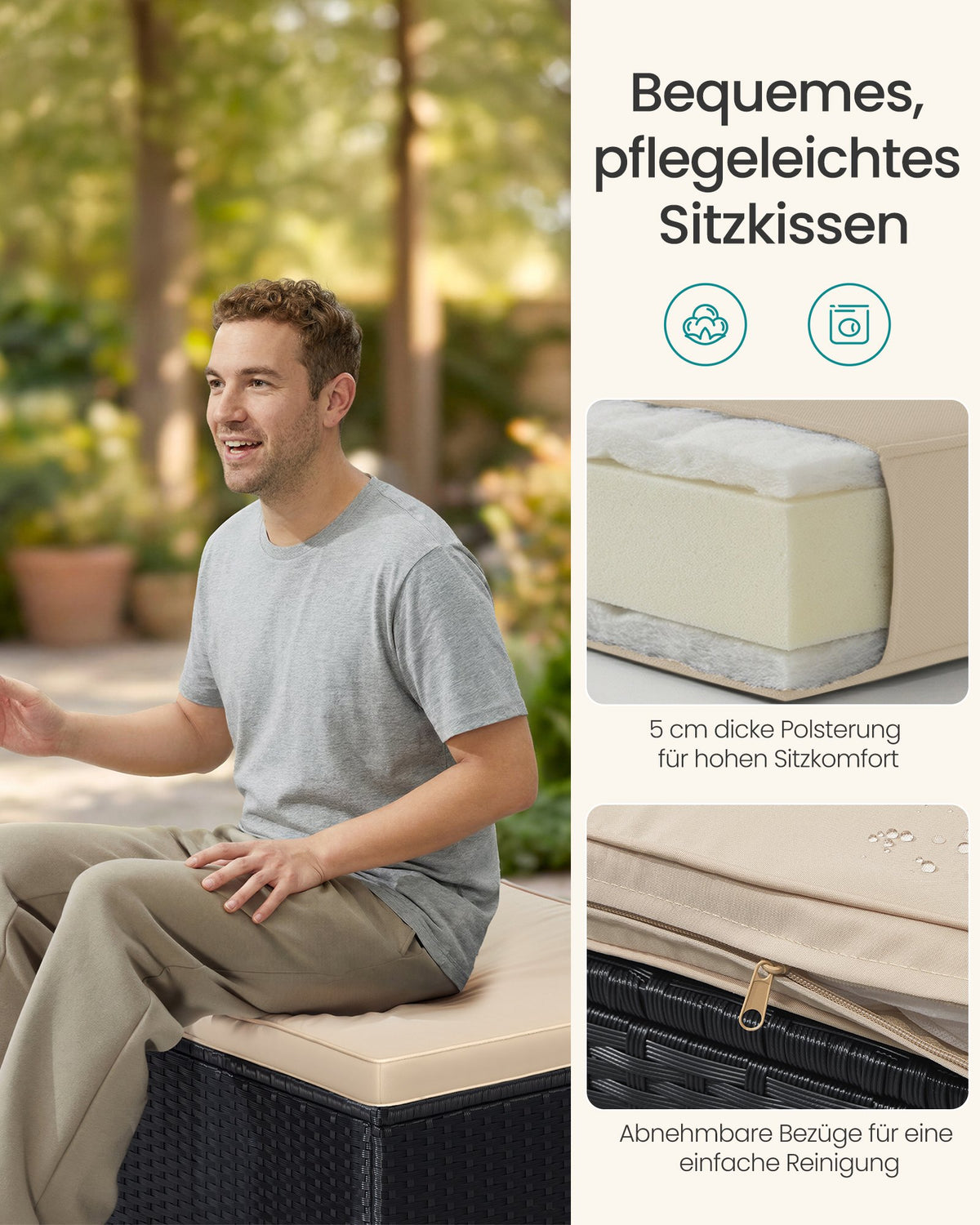 Lounge Set mit Tisch - Gartenbank - Gartenset - Polyrattan Gartenmöbel Set