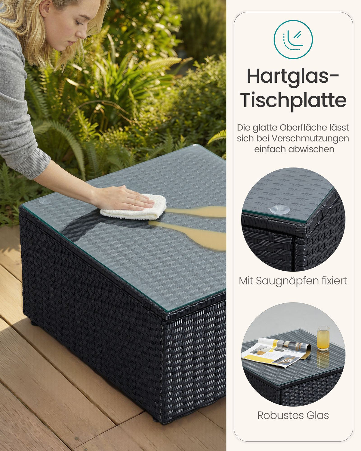 Lounge Set mit Tisch - Gartenbank - Gartenset - Polyrattan Gartenmöbel Set