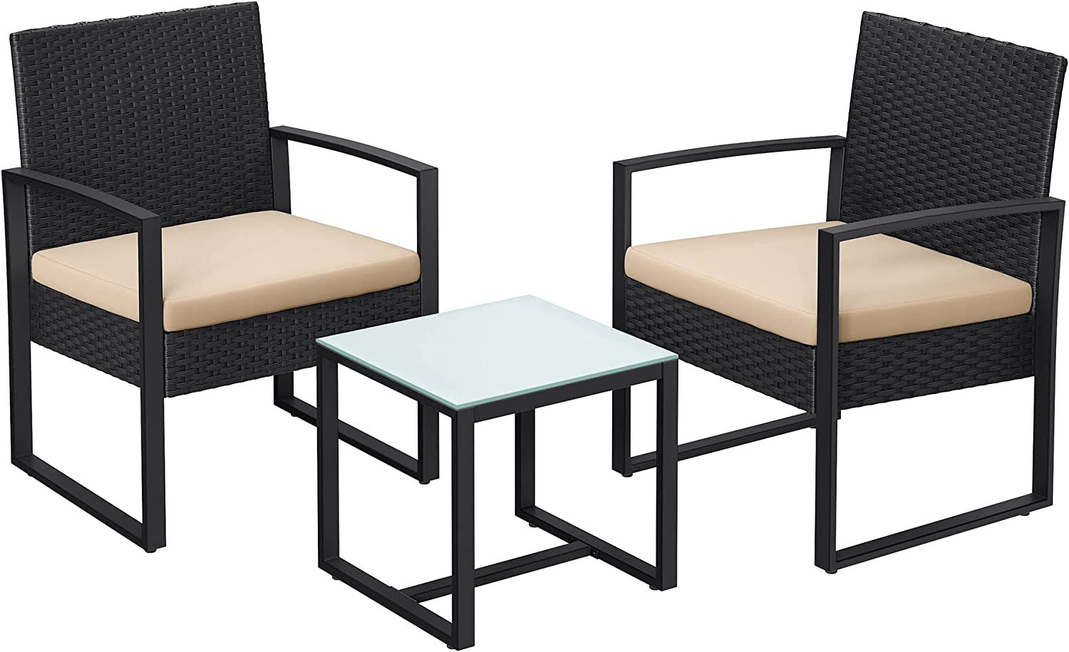 Stilvolles Balkonset in Rattanoptik - Gartenset - Gartenstühle mit Tisch