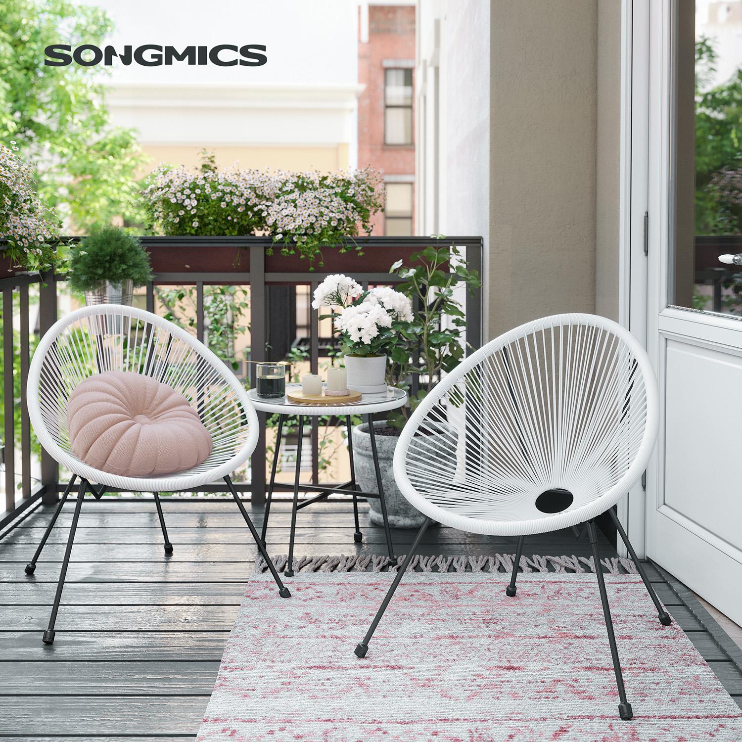 Balkonset - Gartenmöbel 3er Set - Terrassenstühle - Glastischplatte - 2 Stühle