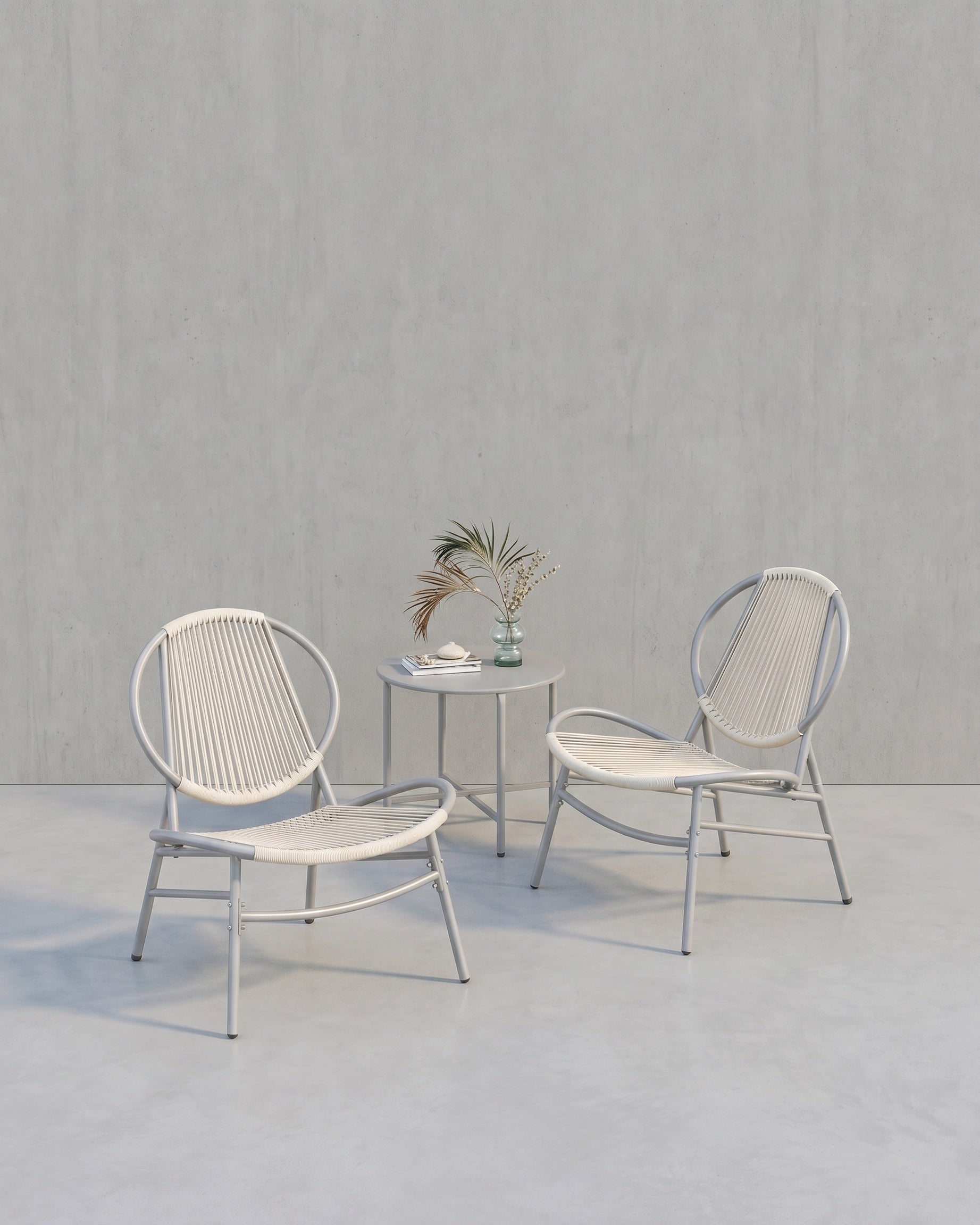 Balkonmöbel Set - 3er Set mit Tisch und 2 Stühlen - Balkonset - Gartenset – Grau