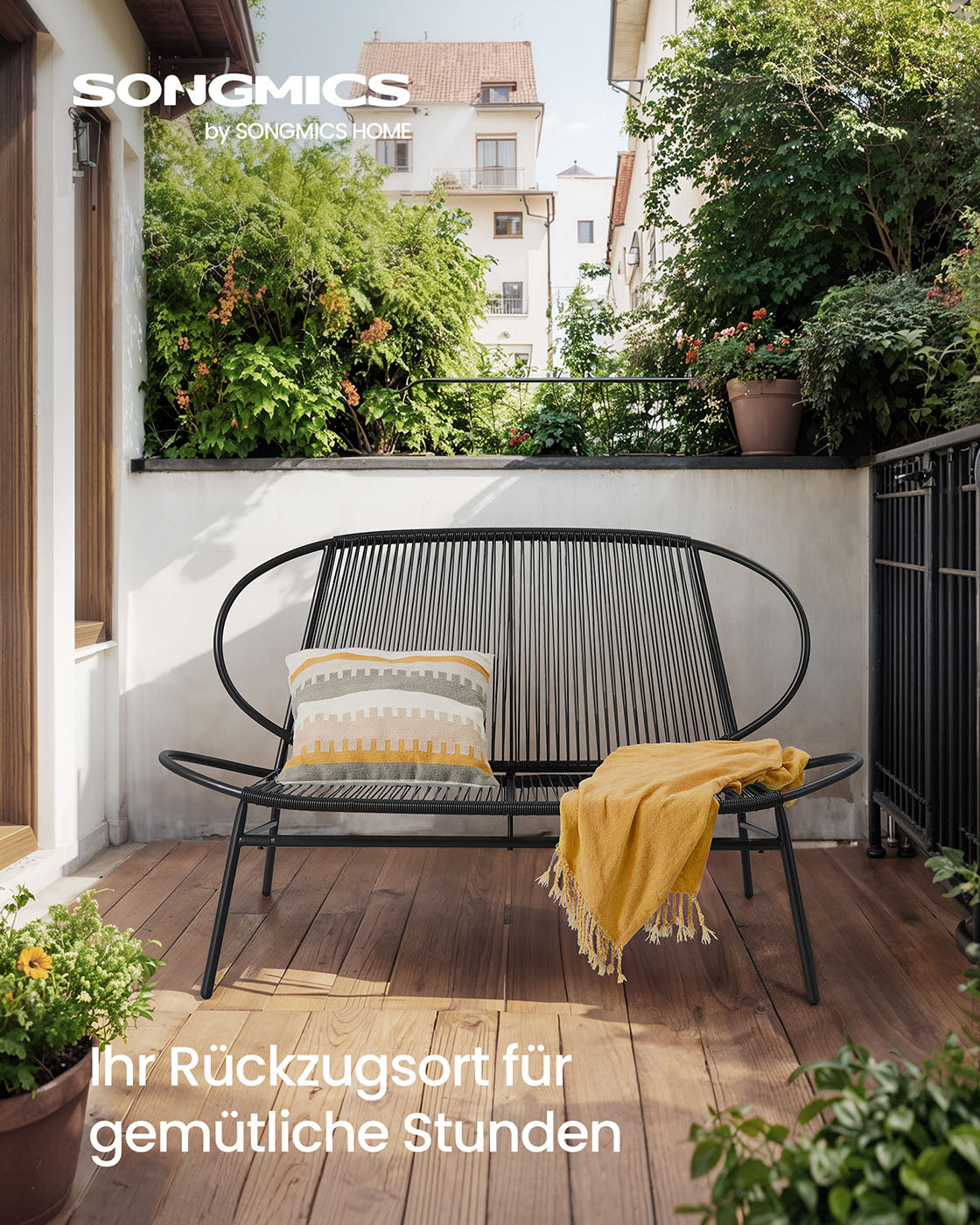 Rattan Balkonbank - Gartenbank