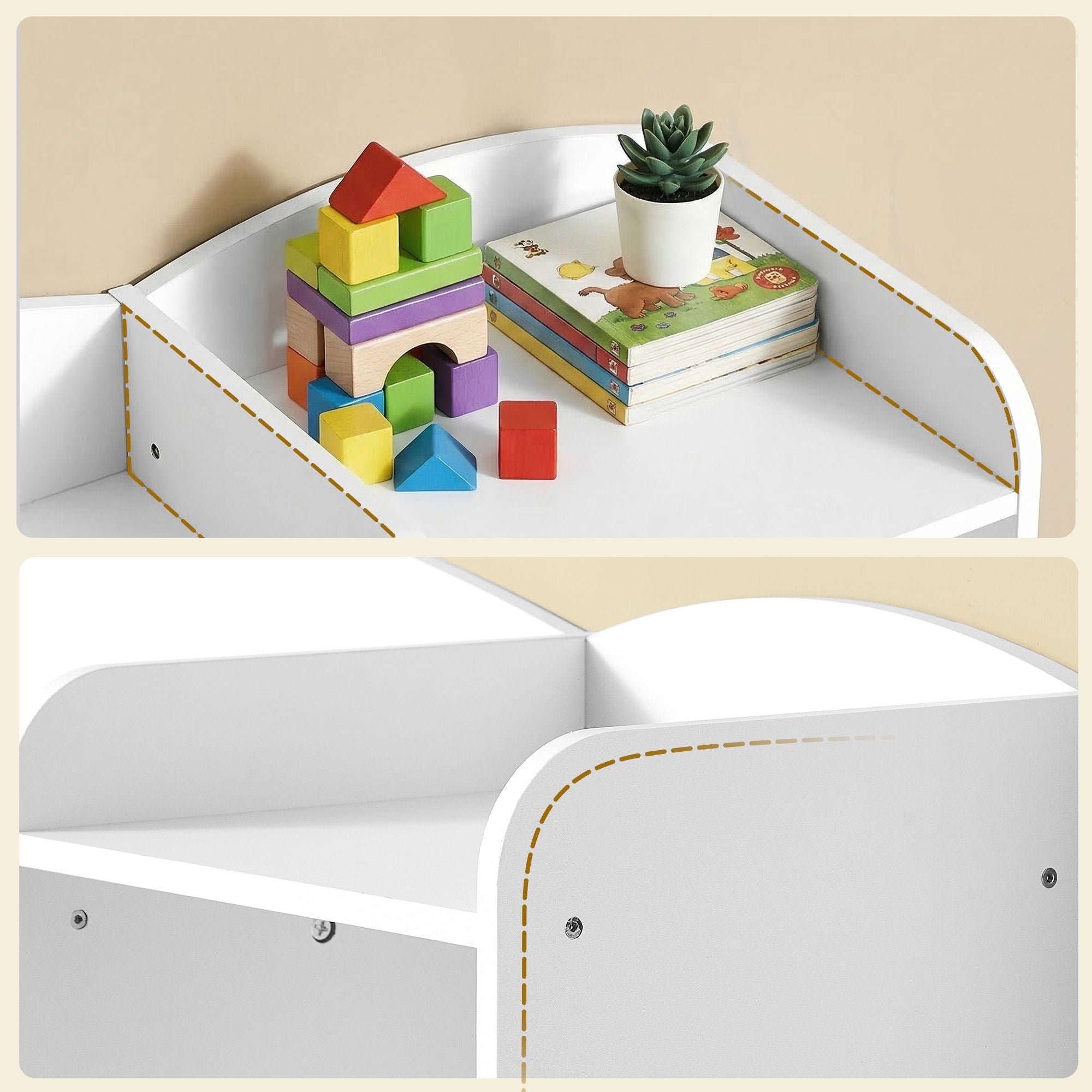 Kinderschrank Mit 4 Offenen Fächern - Mit 9 Mittleren Und 2 Seitlichen Boxen - Für Spielzeug