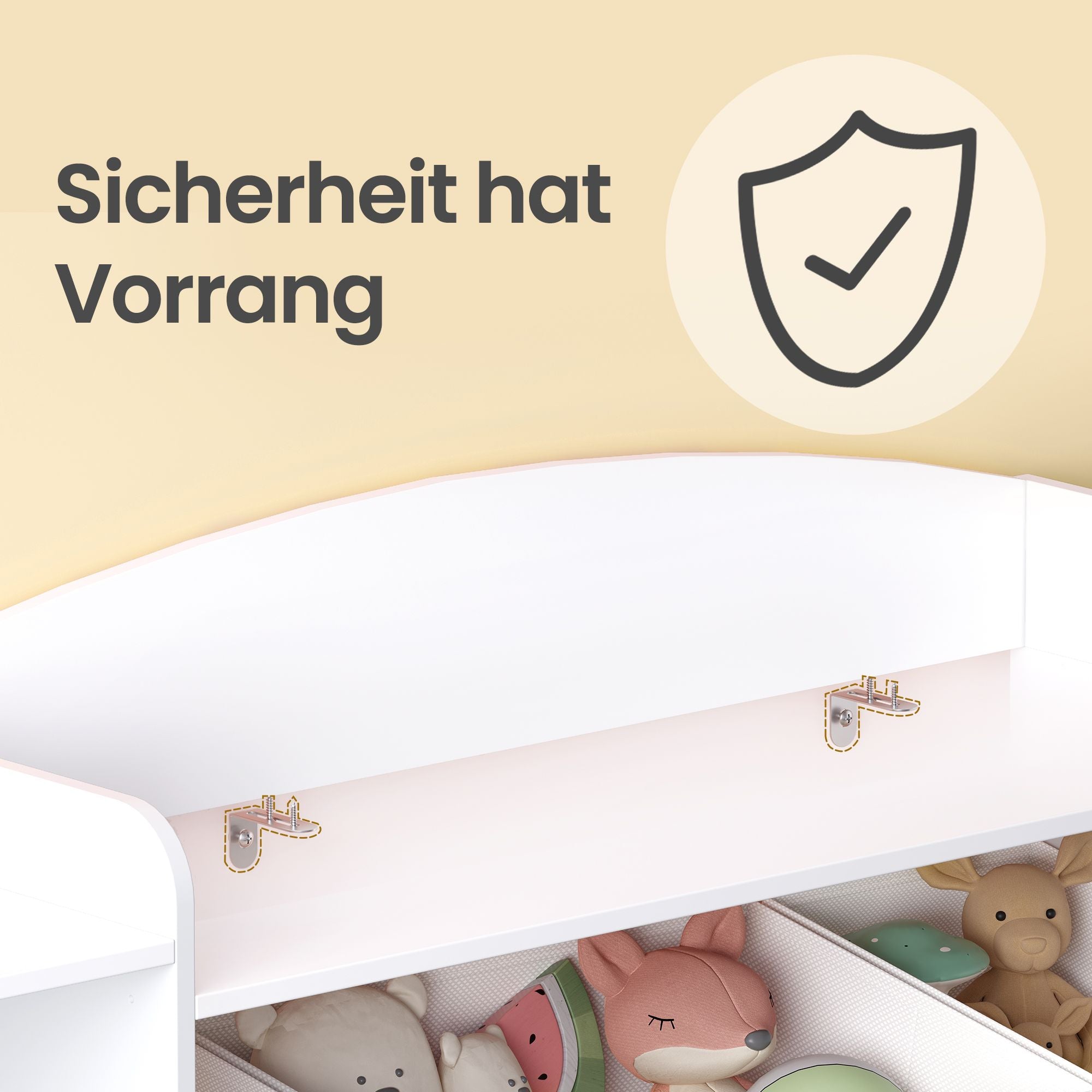 Kinderschrank Mit 4 Offenen Fächern - Mit 9 Mittleren Und 2 Seitlichen Boxen - Für Spielzeug