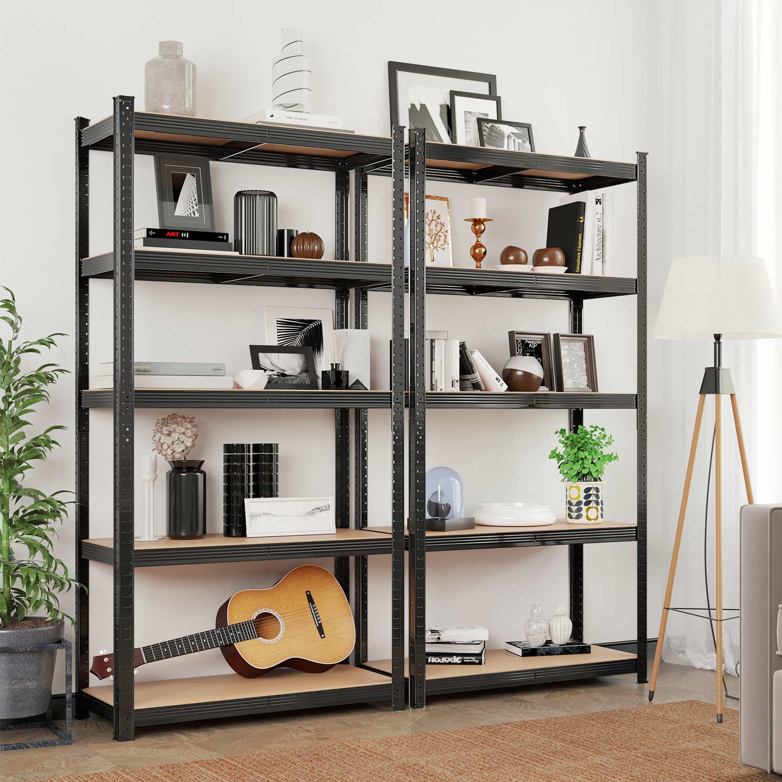 Lagerregal / Schwerlastregal – verstellbare Böden – bis 120 kg pro Boden – Stahlrahmen für Küche, Garage & Abstellraum