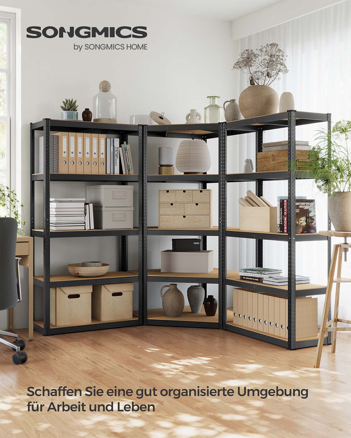 Eckregal mit hoher Tragkraft – Modulares Regalsystem – Verstellbare Regalböden – Für Garage, Keller und Lagerraum